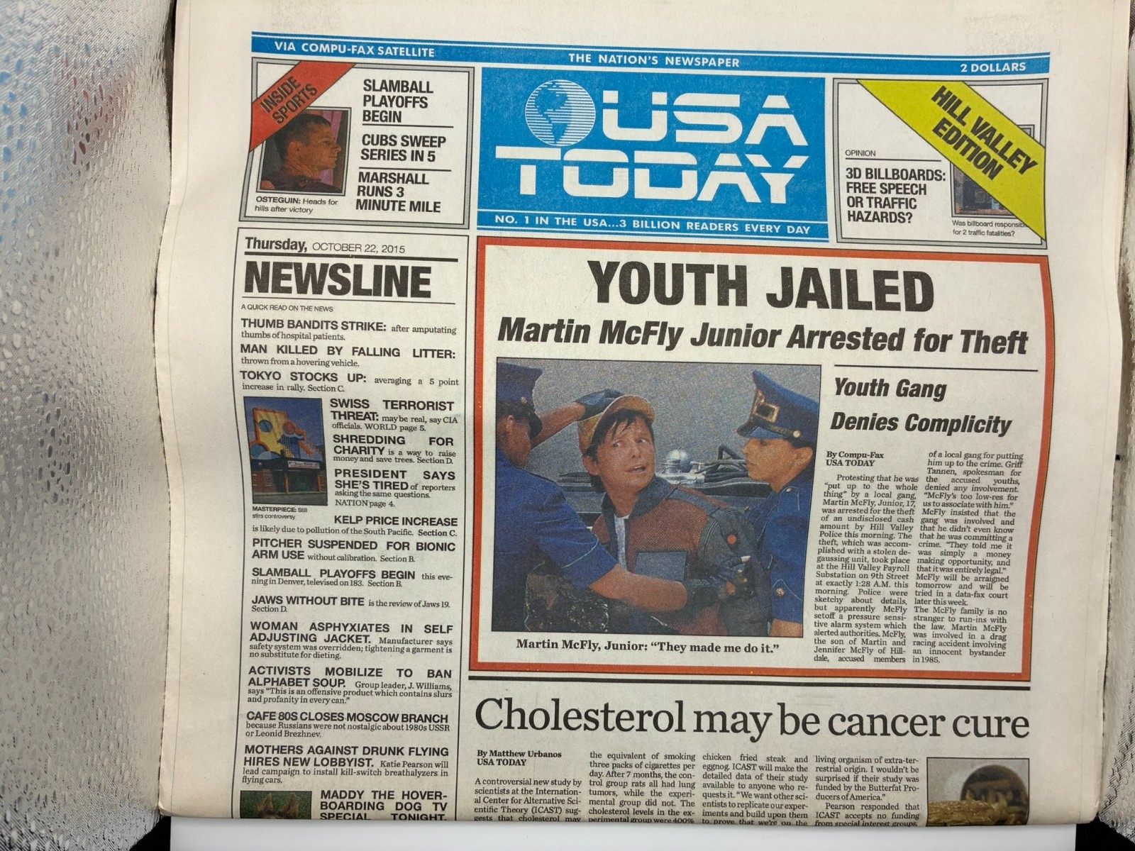 Back to the Future USA Today Special Edition Newspaper - October 22, 2015