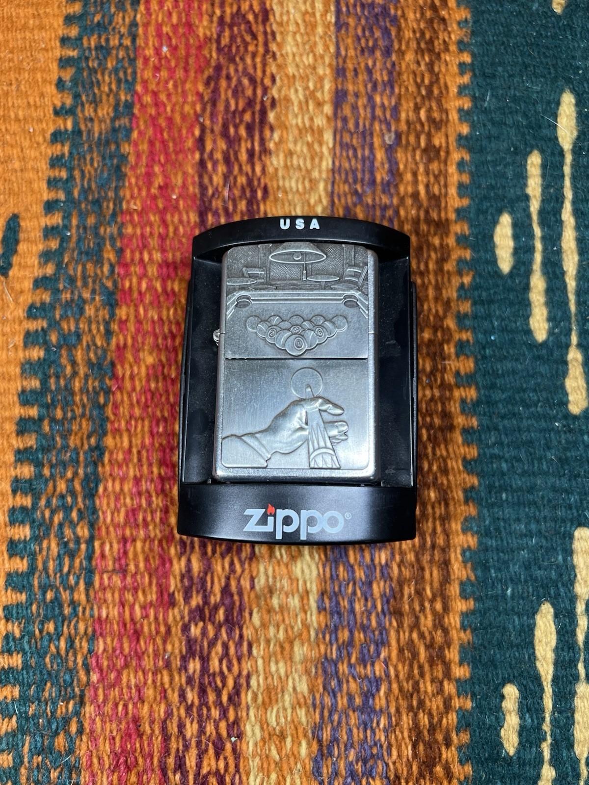 Pewter Billiards Pool Table Zippo Lighter, Unused w/ Box NEW
