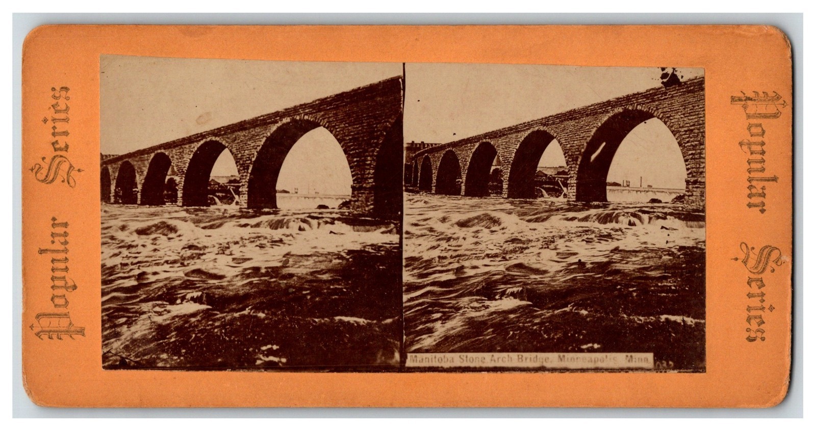 Minneapolis Stone Arch Bridge Manitoba Minnesota Stereoview Mississippi River