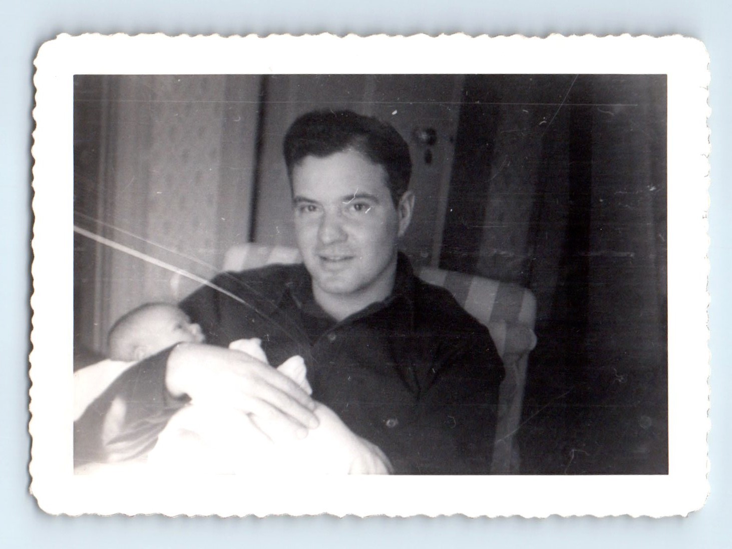Old Vintage Photo MAN HOLDING BABY CANDID PORTRAIT ANTIQUE SNAPSHOT