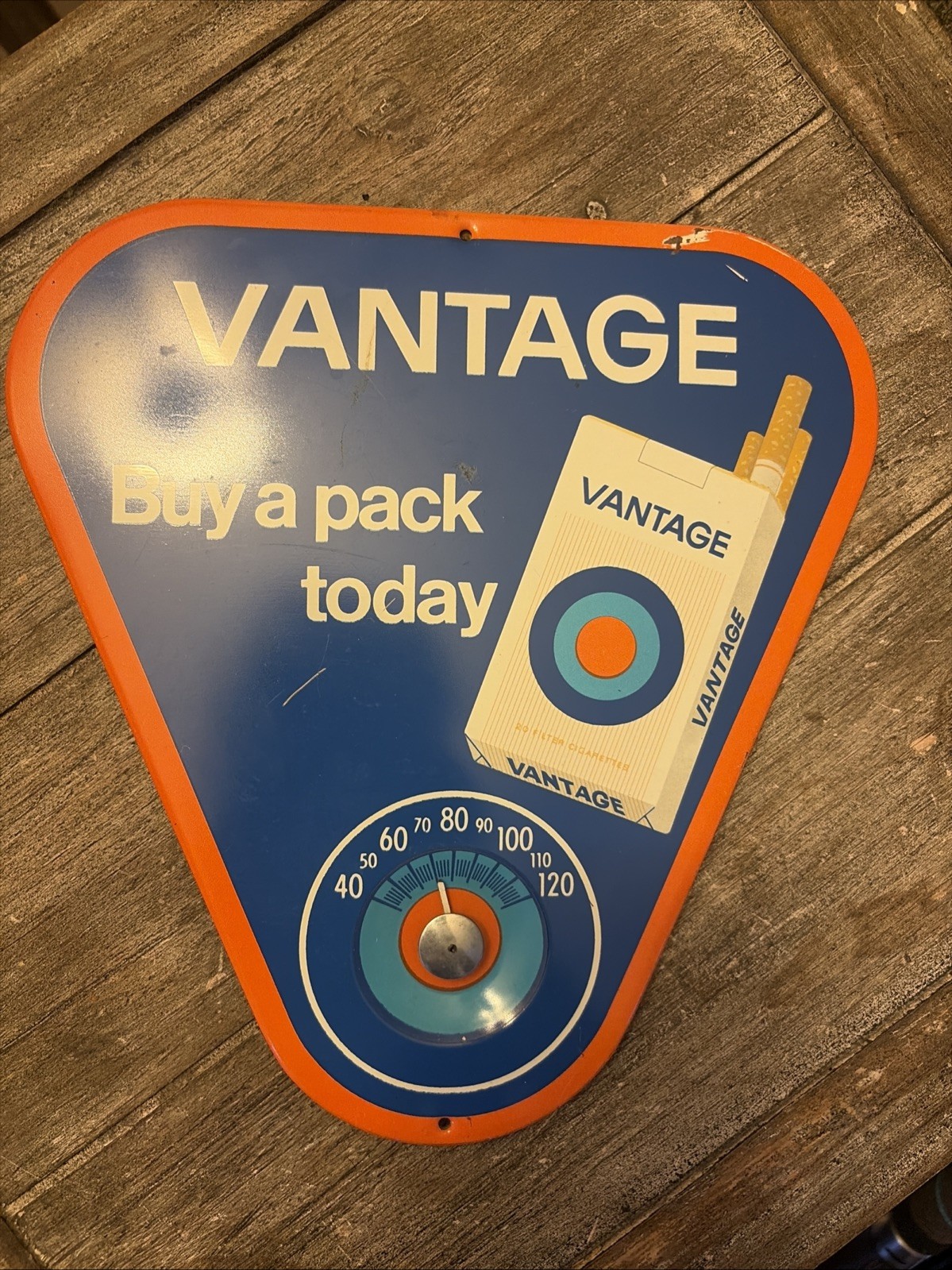Vintage Vantage Cigarettes Metal Thermometer Advertising Sign Tobacciana USA 9