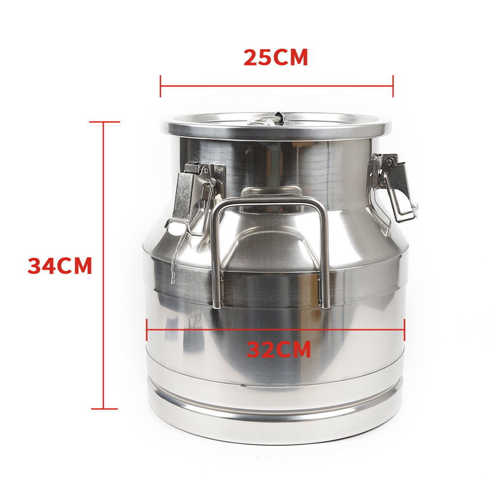 12L-60L Stainless Steel Milk Cans Storage Pail Bucket Oil Barrel Canister + Lid