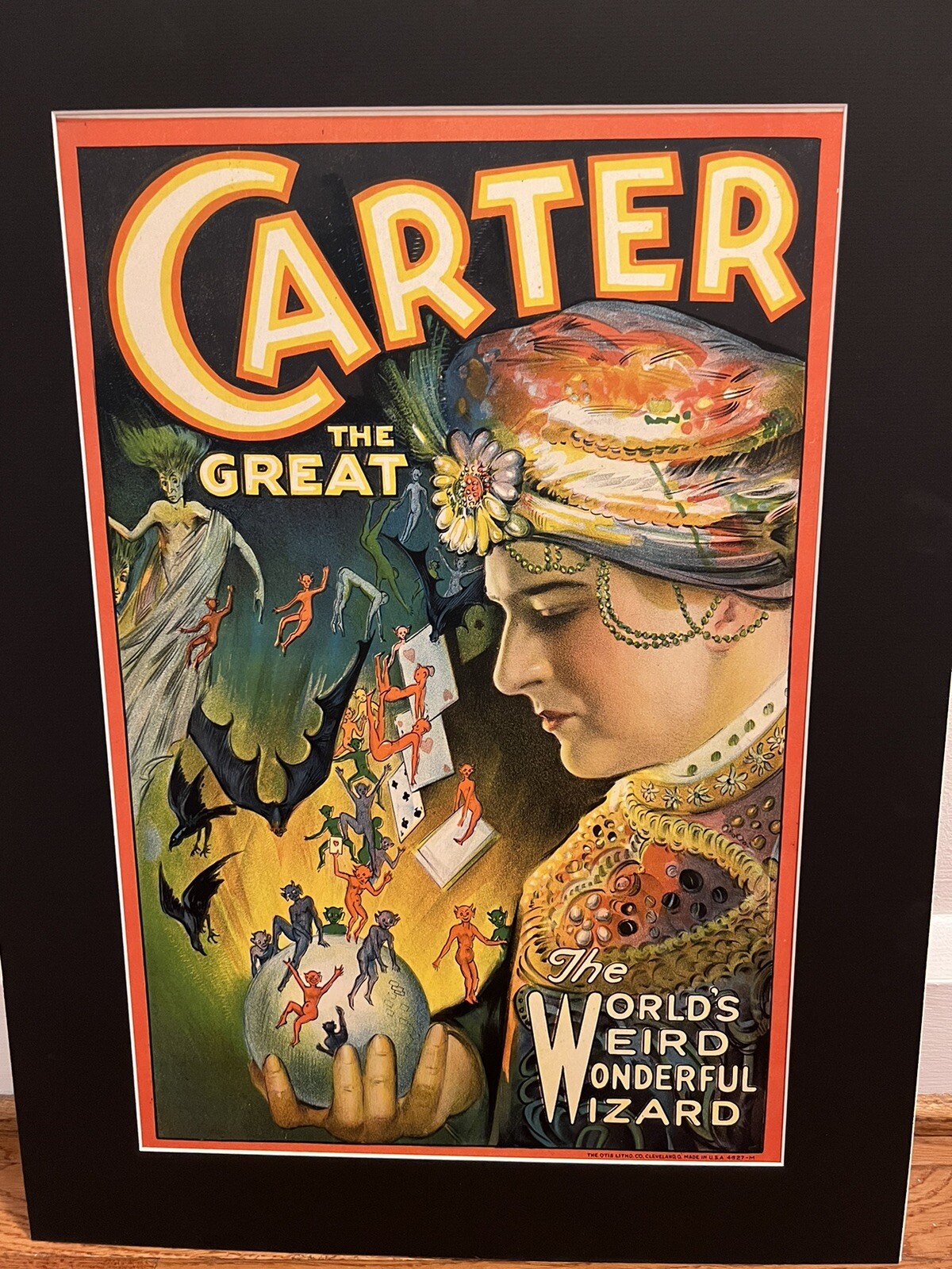 Authentic 1920s Carter The Great Magician Poster 22” X 14” On Card Stock