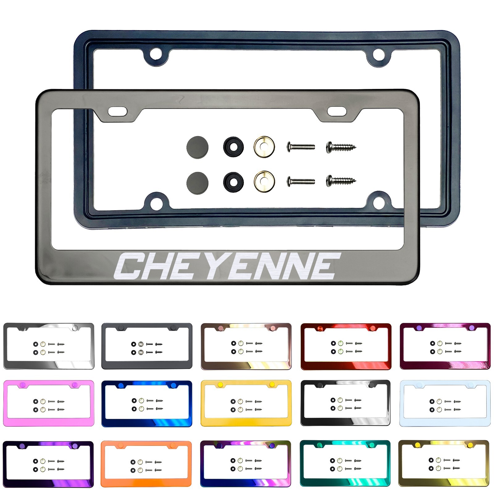 New Laser Etched Stainless Steel License Frame Silicone Guard for Chevy Cheyenne