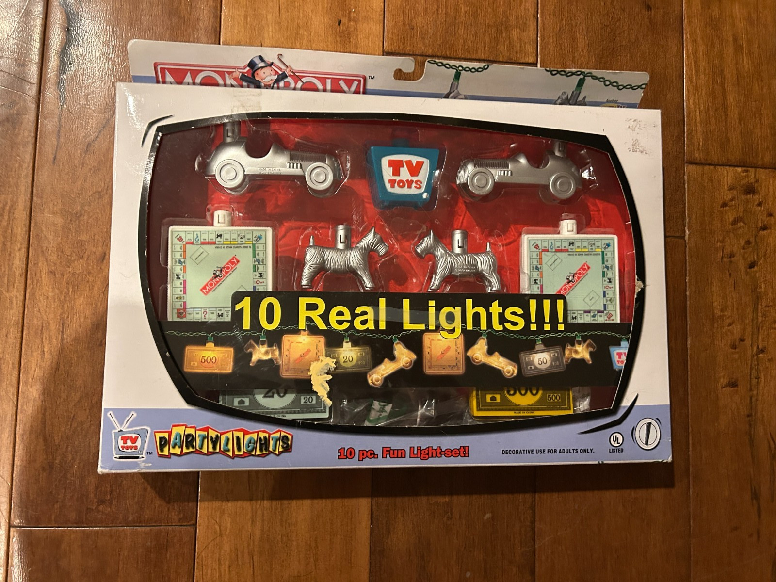New Old Stock Monopoly Party Lights 10 Piece Light Set Hasbro Unopened