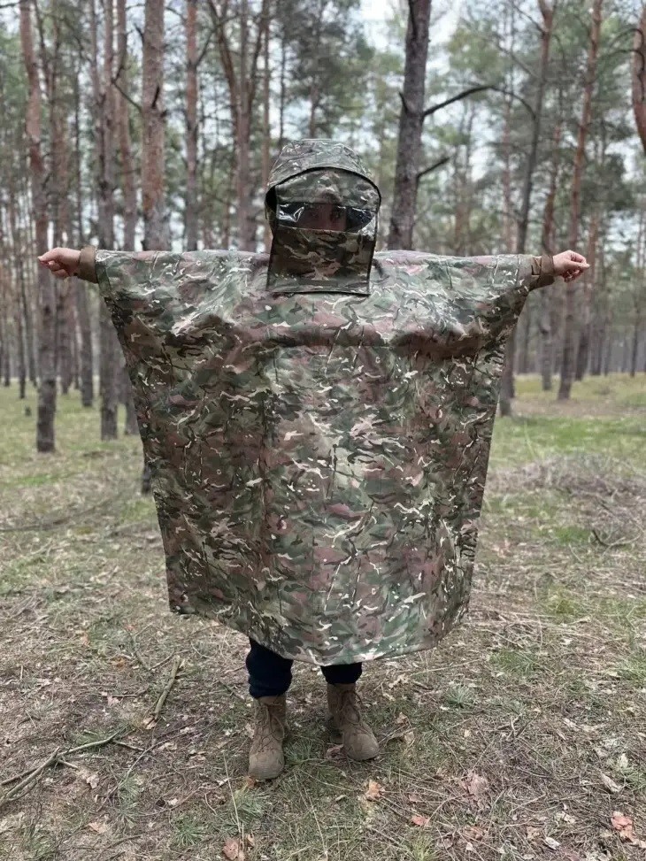 Anti-drone imaging cloak anti-thermal tactical Camouflage poncho with the hood