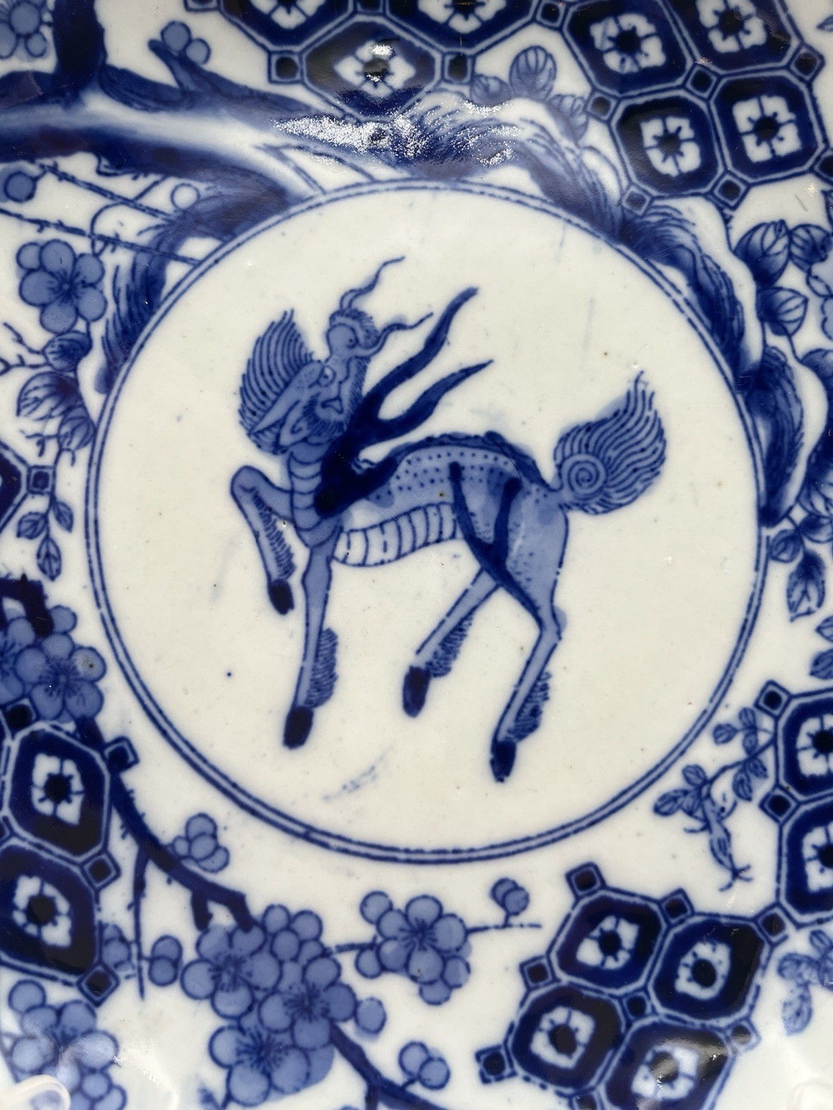 Japanese Imari ware plate Kirin 1800’s Mythical Creature Good Fortune Antique