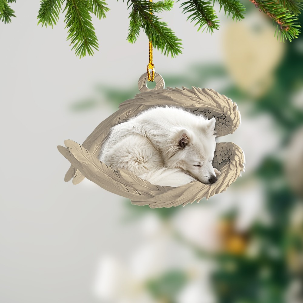 Personalize American Eskimo Dog Angel Wings Ornament, Eskimo Dog Car Ornament