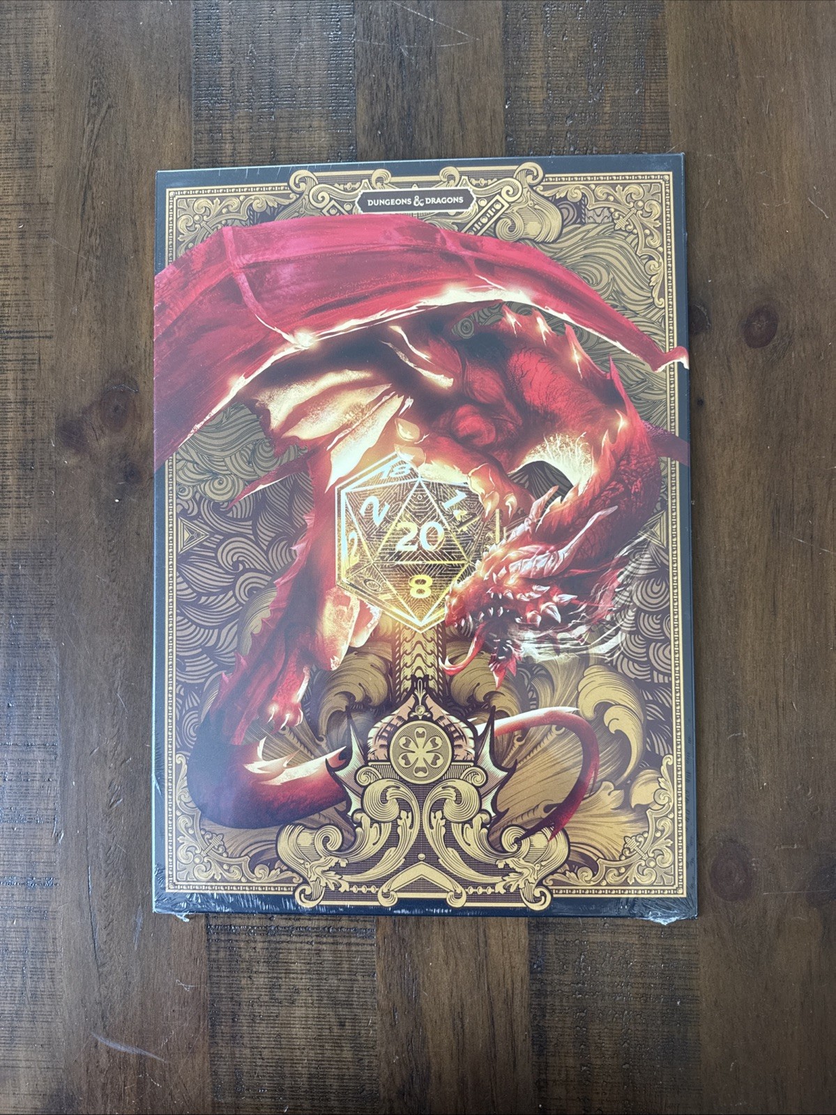 Displate Metal Sign Dungeon's & Dragons Ancient Red Dragon & Gold 17.7