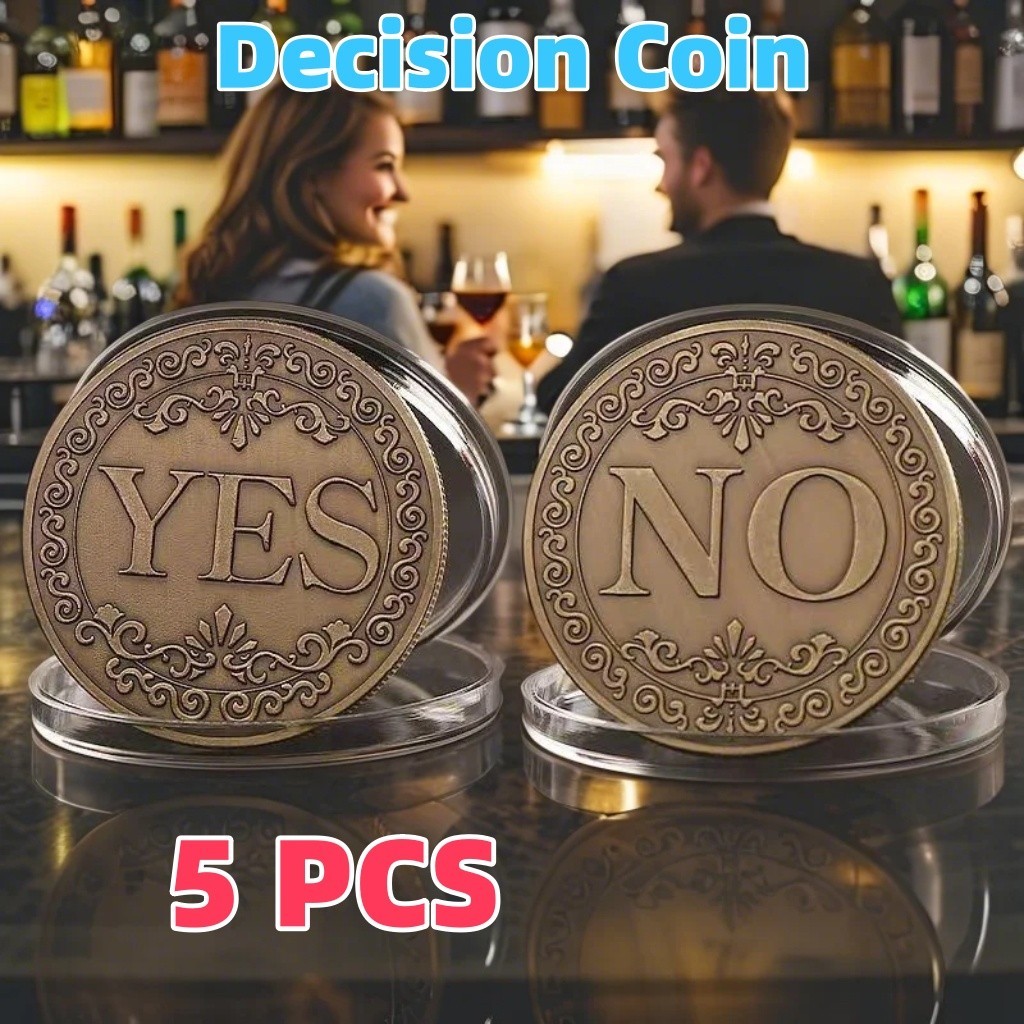 5 PCS Yes/No Flip Challenge Coin, Decision Coin ,Novelty Gift