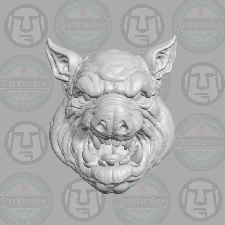 Mudrick Pig Head v1 custom for 1:6 1:10 1:12 1:18 fantasy action figures