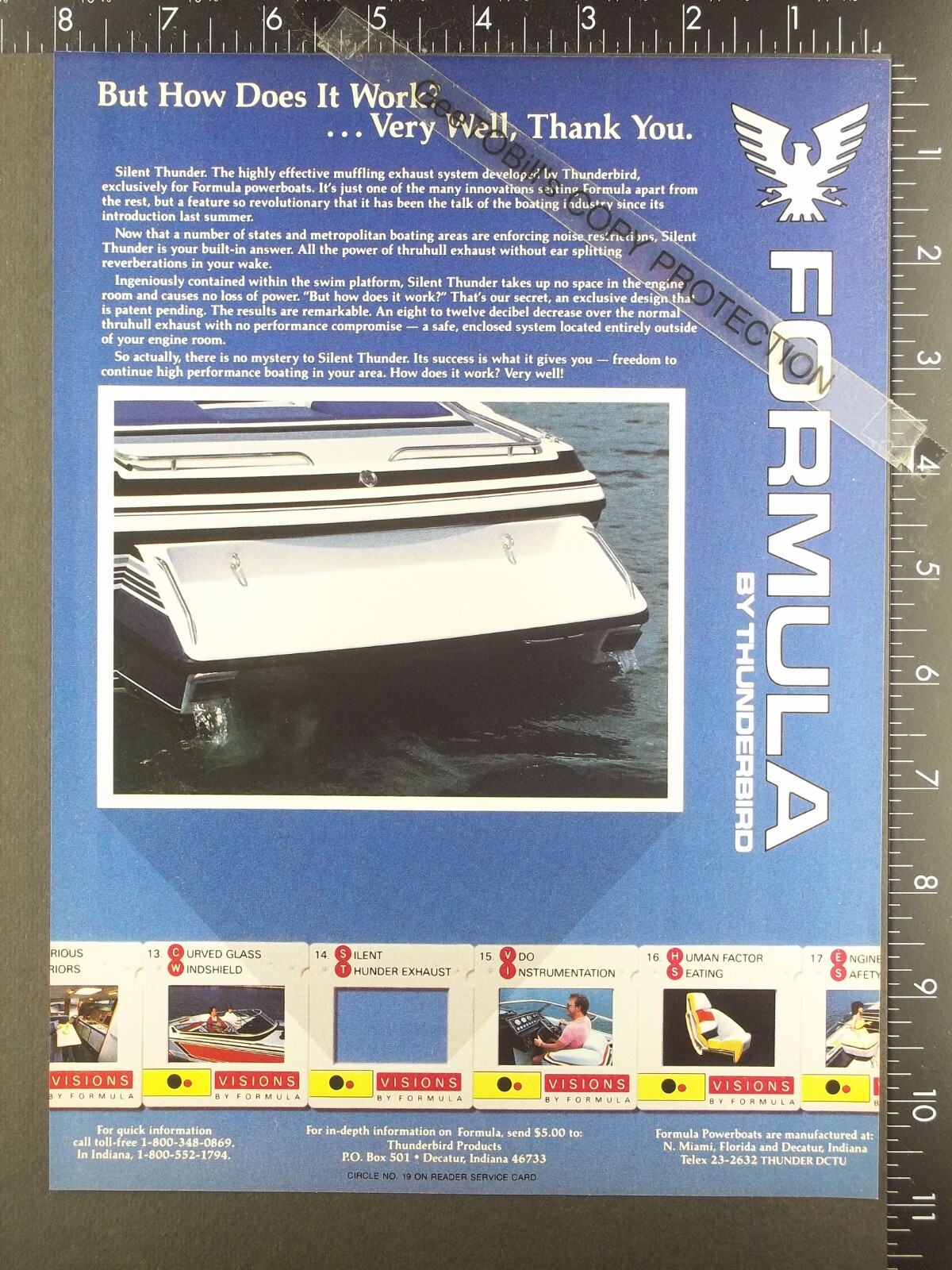 1987 AD for Thunderbird Formula Silent Thunder exhaust system power boat