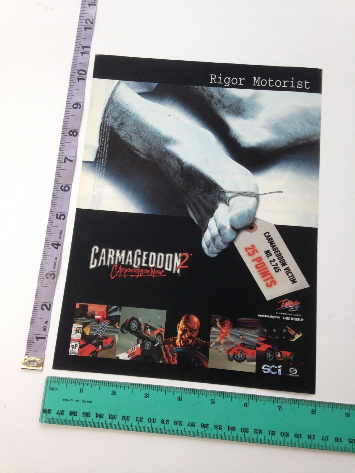 Vintage Print Ad Carmageddon II Carpocalypse Now toe tag advertisement 90's game