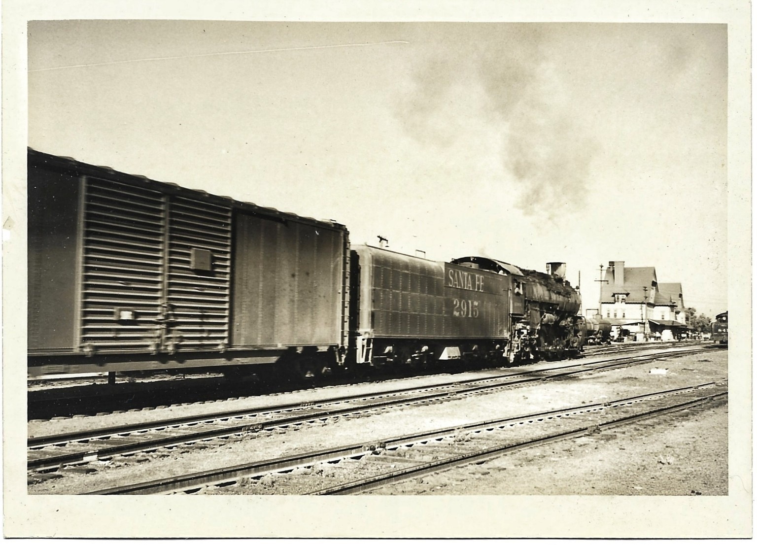 EMPORIA KANSAS DEPOT Vintage 1947 Photo ATSF Santa Fe Steam Train Engine #2915