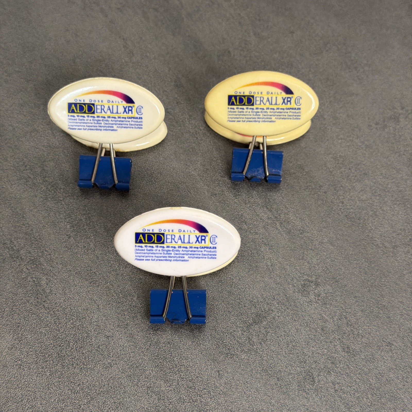 VTG Adderall Paper Binder Clips Pharmaceutical Promotional Merch - Lot of Three