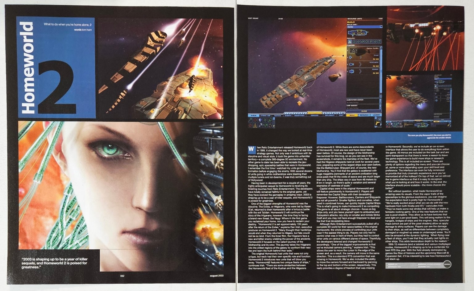 Homeworld 2 Magazine Ad Preview Article Spread 2003 Sci-Fi PC Game Relic Ent