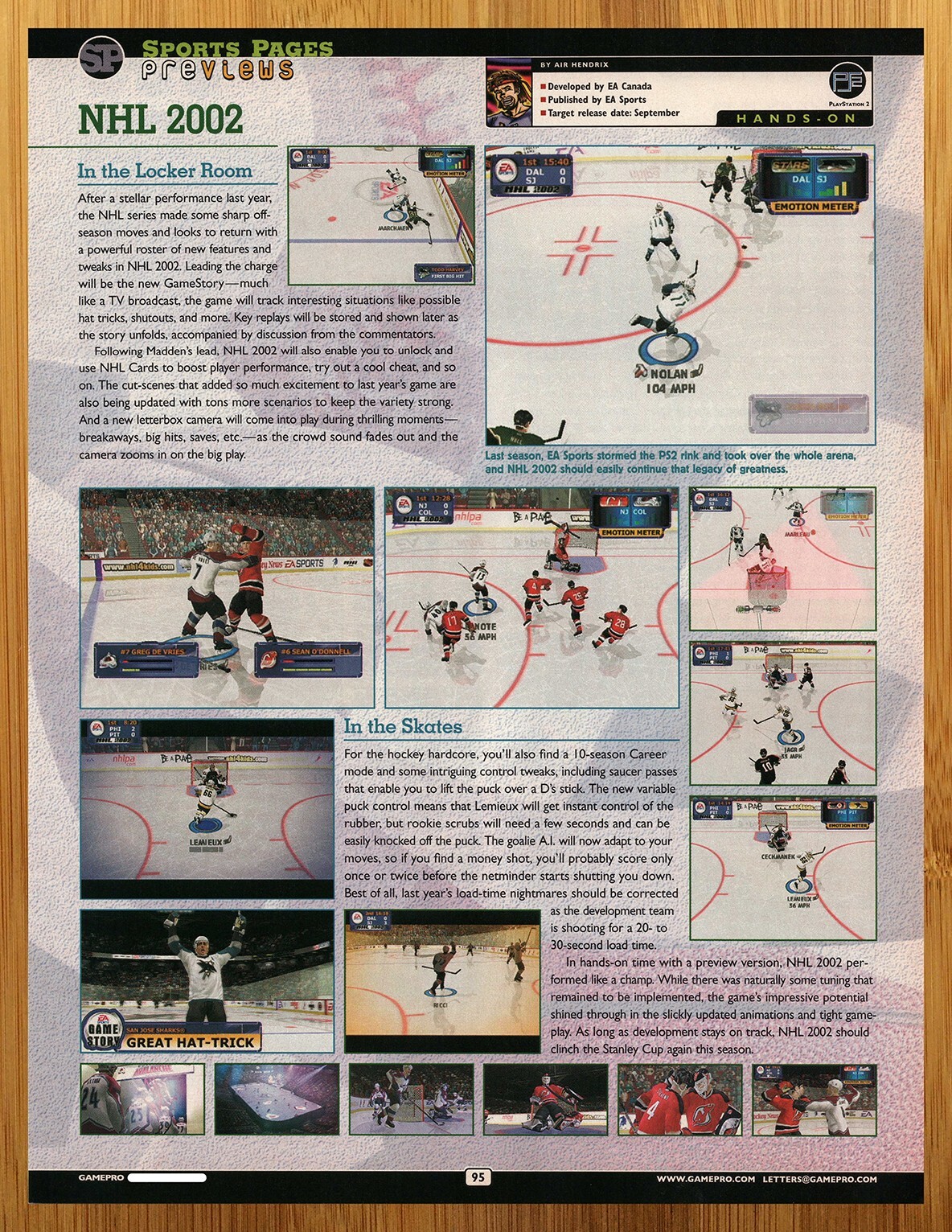 2001 NHL 2002 Playstation 2 PS2 PREVIEW Vintage Print Ad/Poster Hockey Game Art