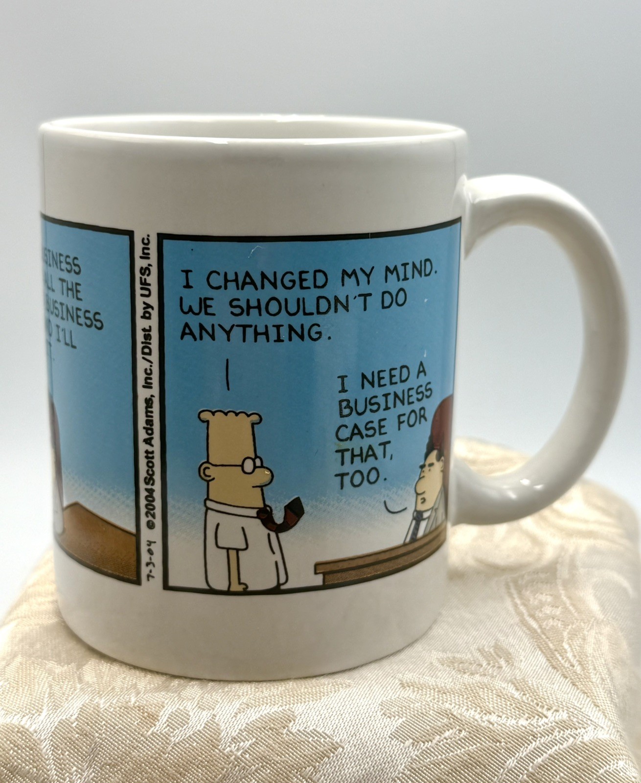 Collectible Dilbert Comic Strip Coffee Tea Cup Mug Sherwood 2008 Scott Adams