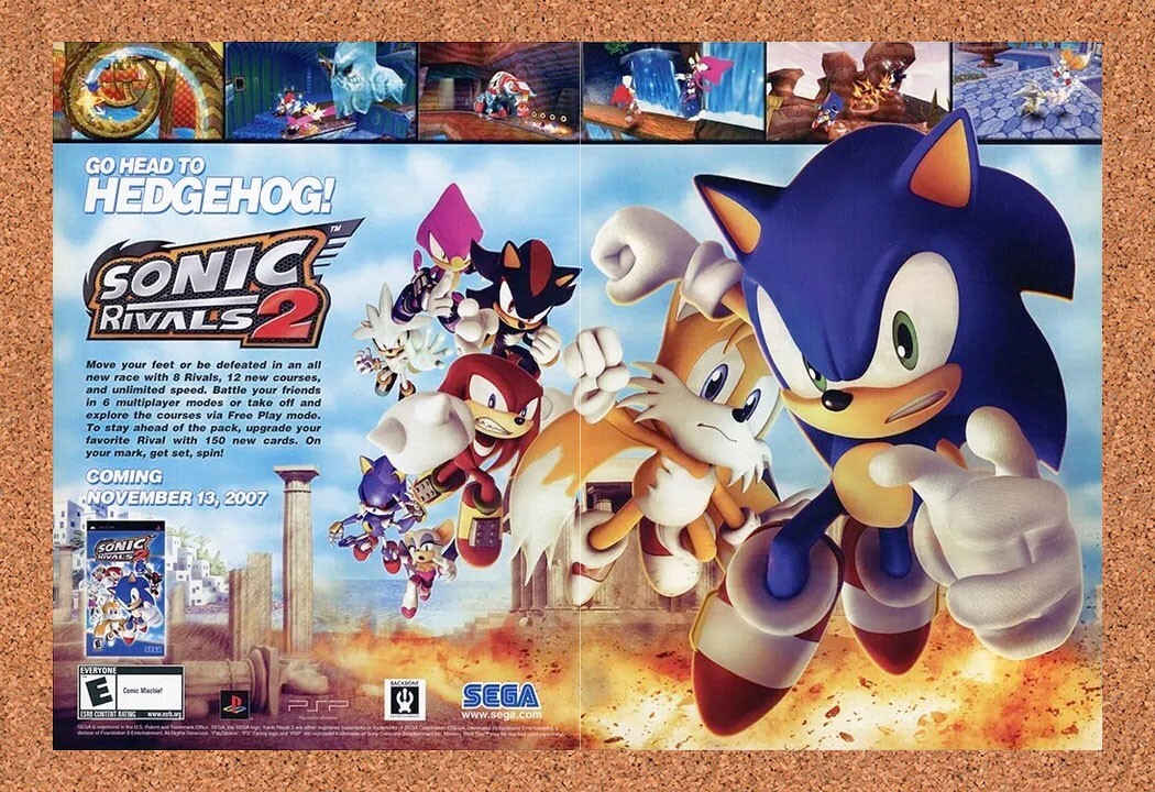Sonic Rivals 2 PSP Original 2007 Ad - Sega Video Game Art Promo