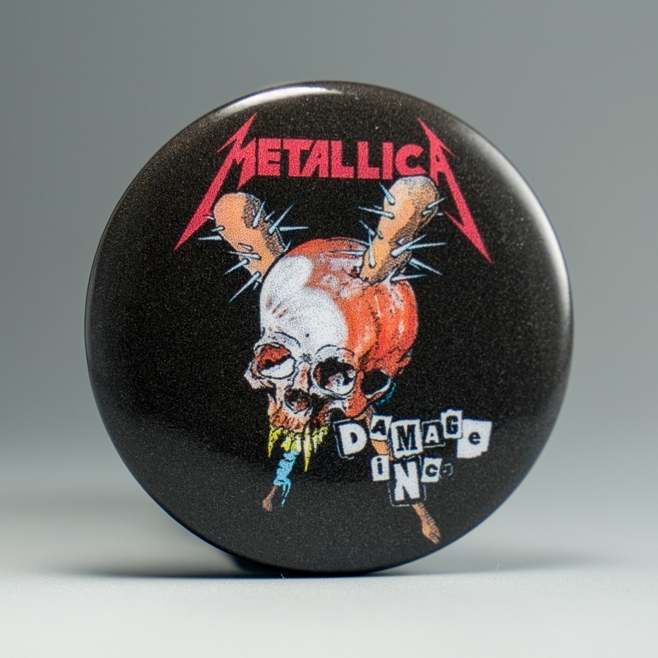Metallica Damage Inc 1.5in Button Pin | 80s Thrash Metal Album Art Band Badge