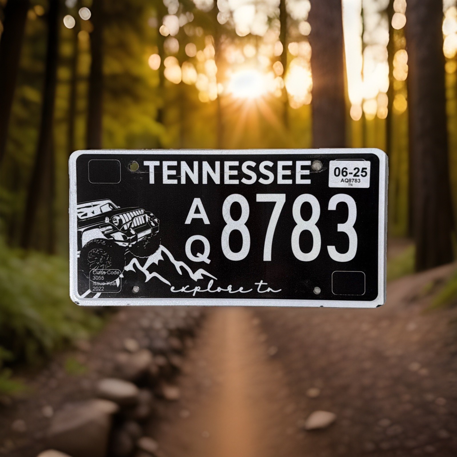 Tennessee License Plate Explore TN Off-road Jeep Wrangler AQ 8783