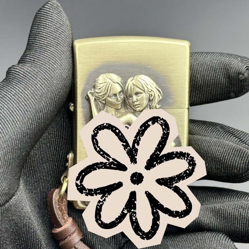 Two Girls Zippo Lighter Welded Emblem with Keychain Attachment Collectible Gift
