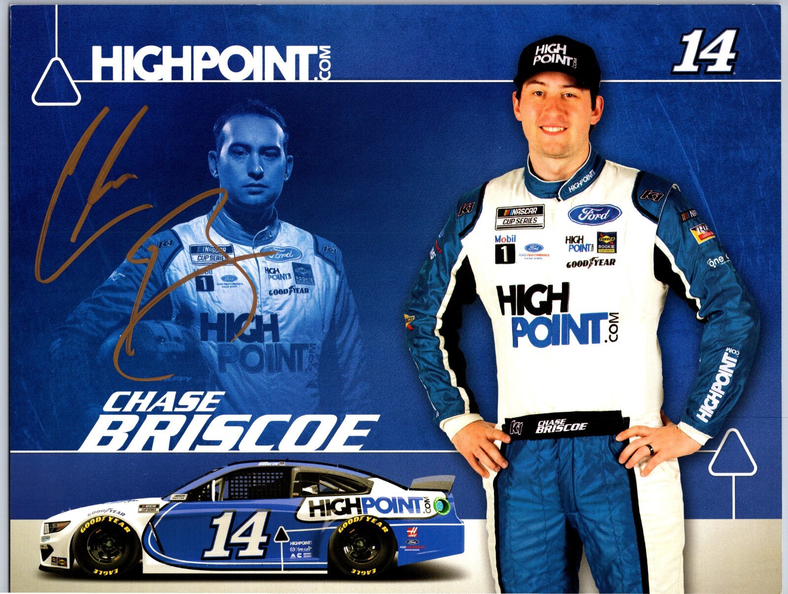 Chase Briscoe Hand Signed High Point NASCAR Hero Card - 8 x 10 Inches