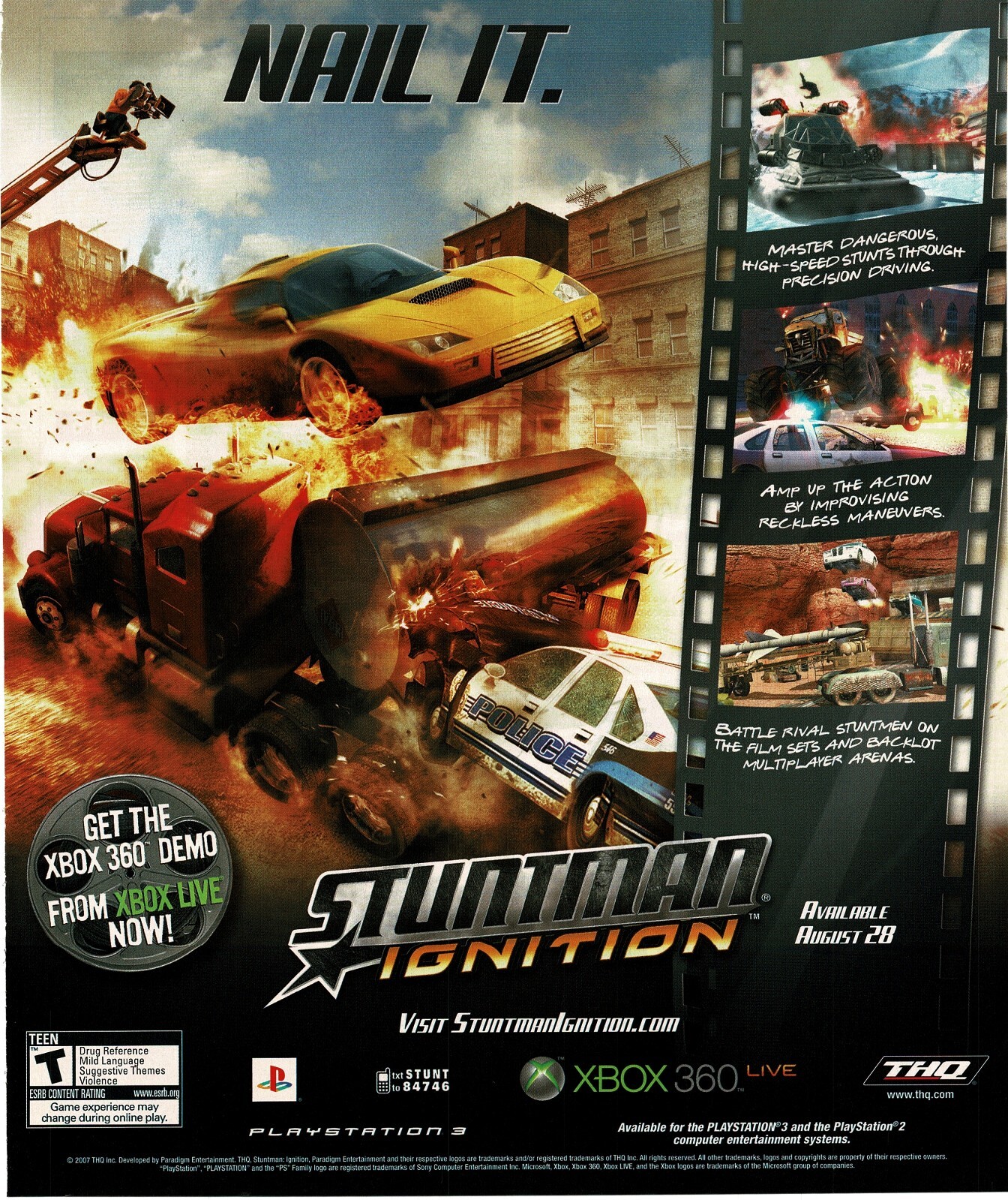 2007 Stuntman Ignition Video Game Vintage Print Ad THQ