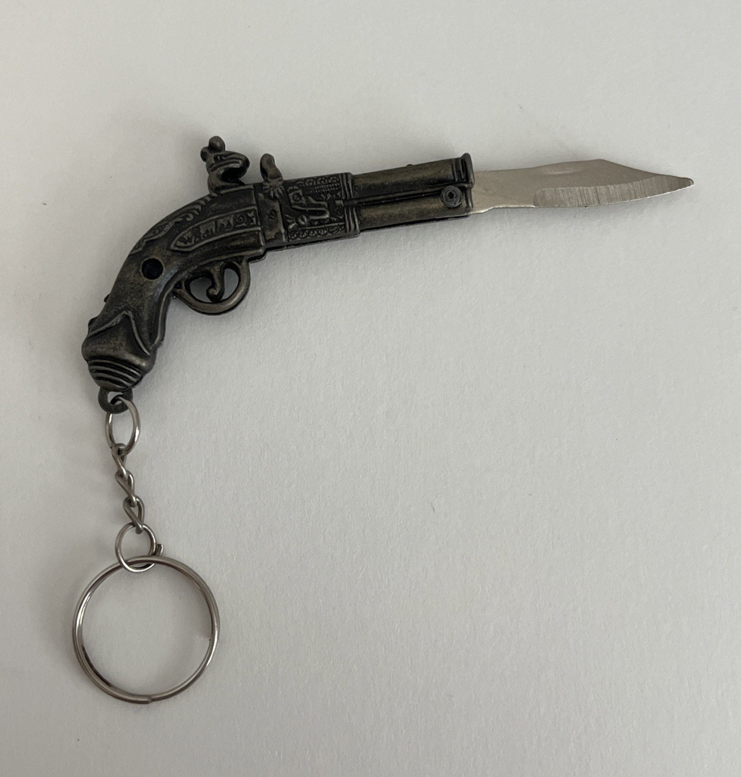VTG W. Bailes Eagle Pistol Gun Shaped Knife Keychain w/ Clip 2-1/2” NOS NEW HTF