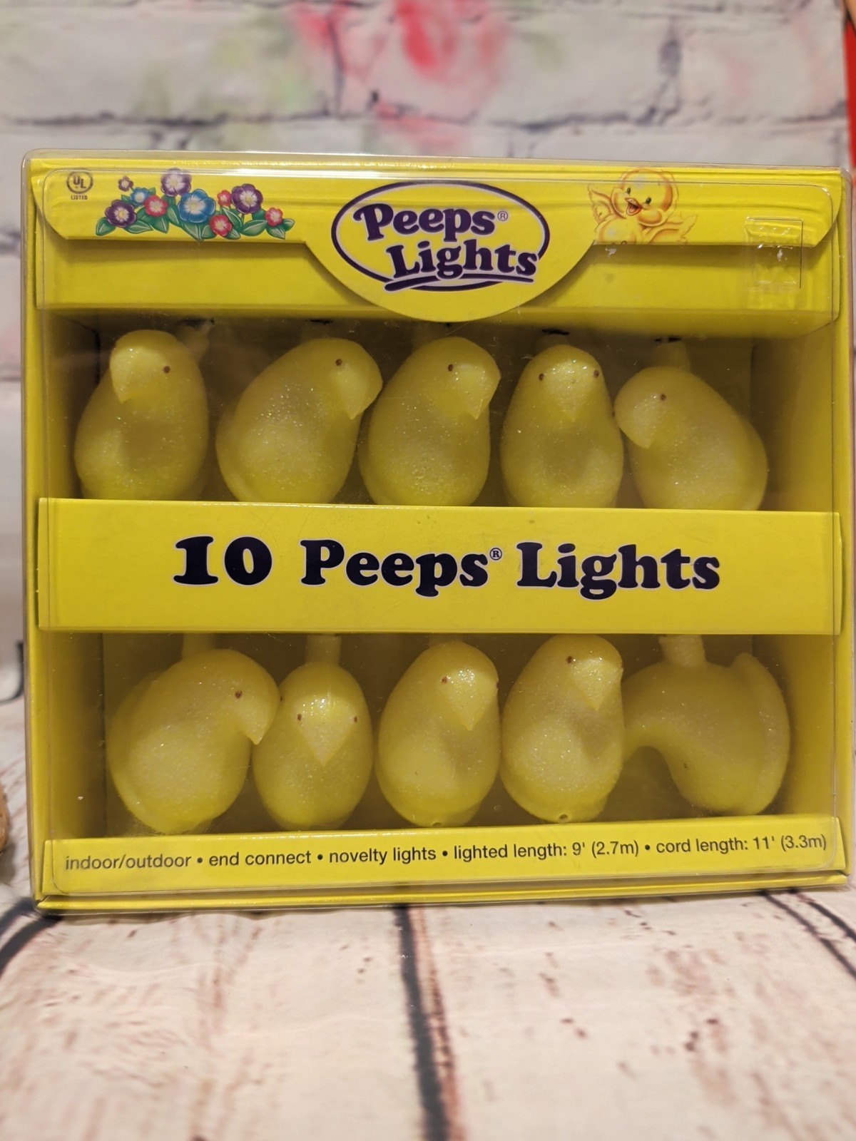 NIB Vintage Just Born Peeps Yellow Chicks Novelty String Lights Set of 10
