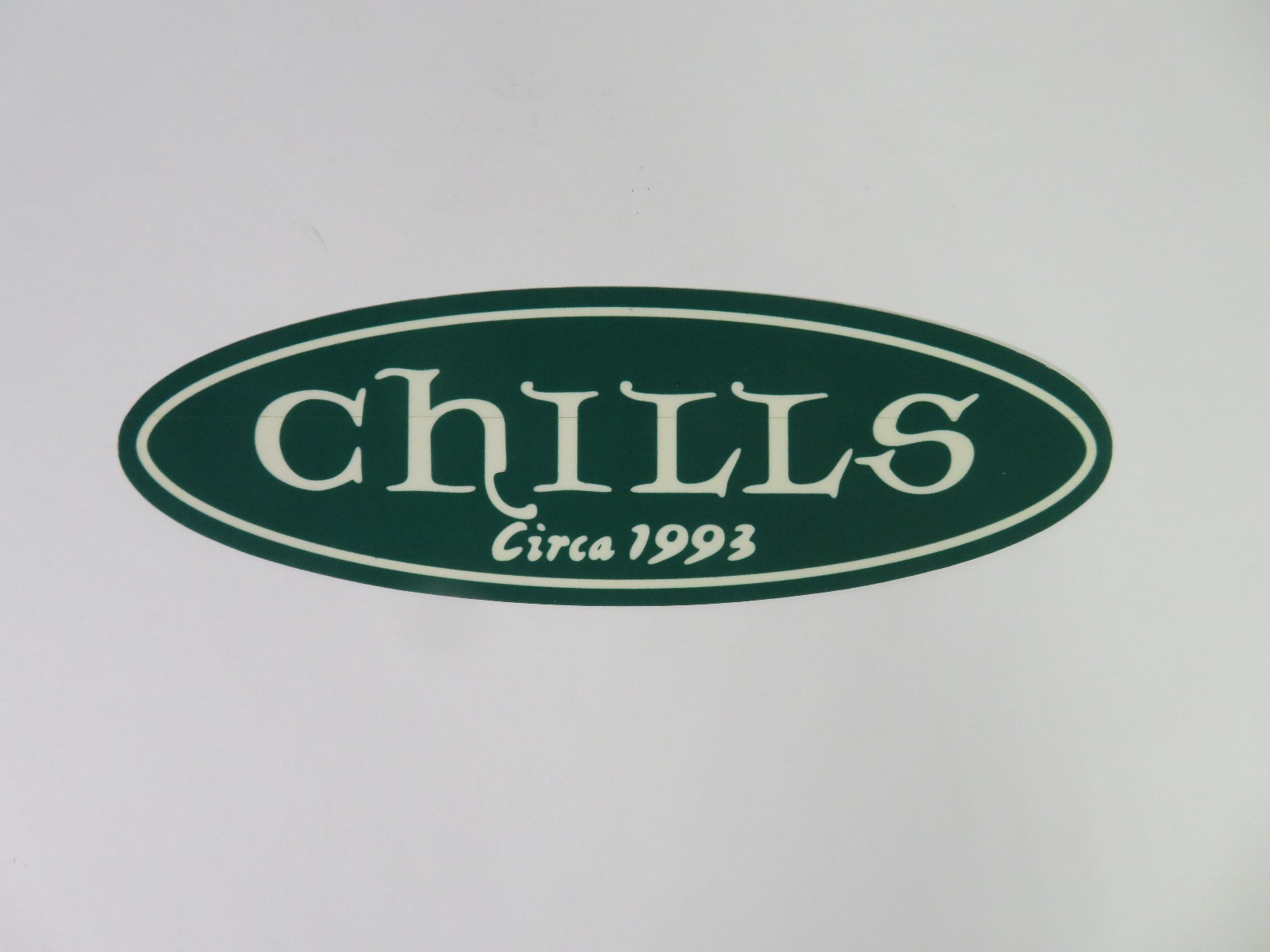 green CHILLS bumper STICKER circa 1993 still NEW chills PAPERS green VERSION