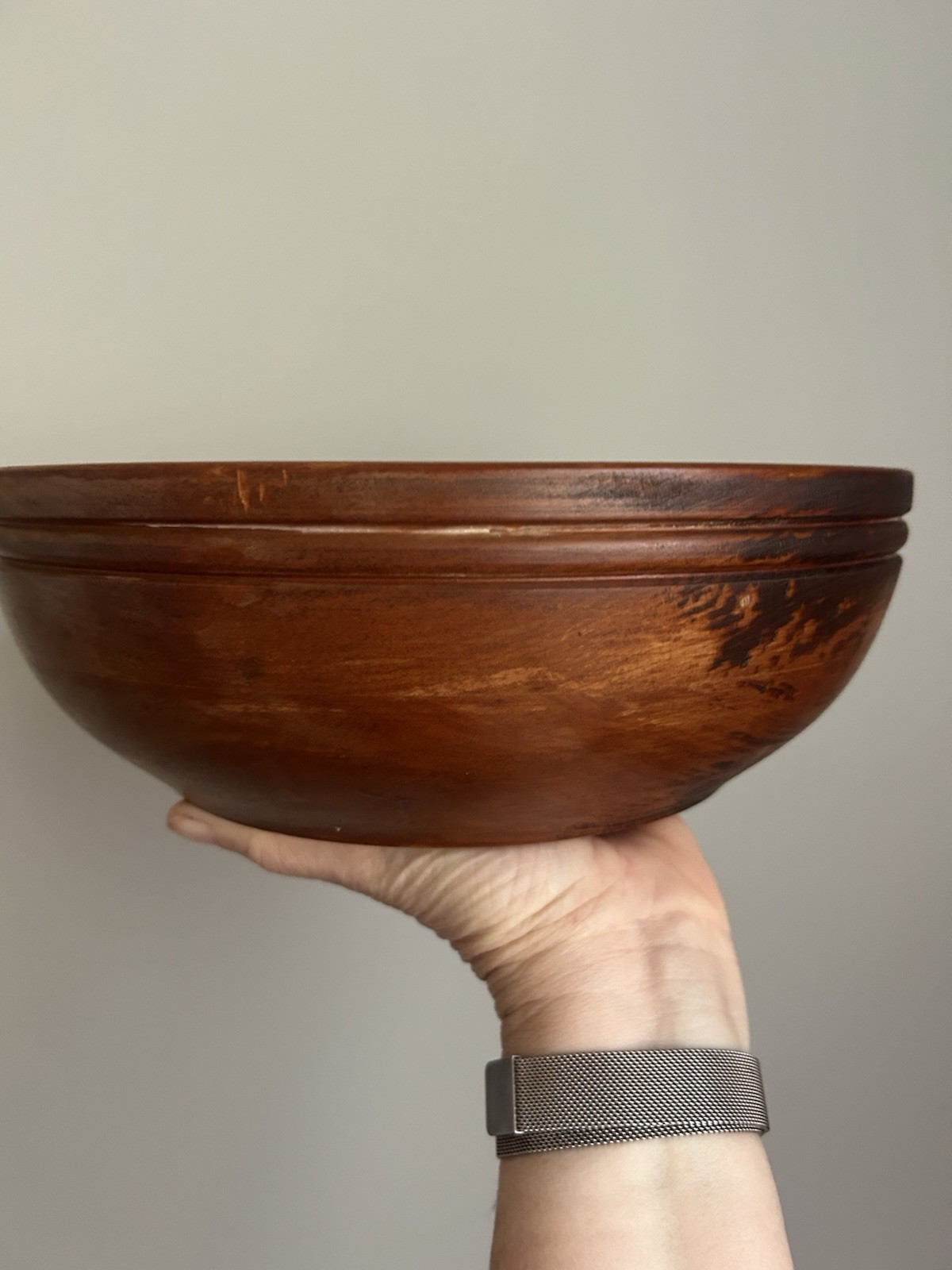Vintage Hand-Turned Wood Bowl 10.5”