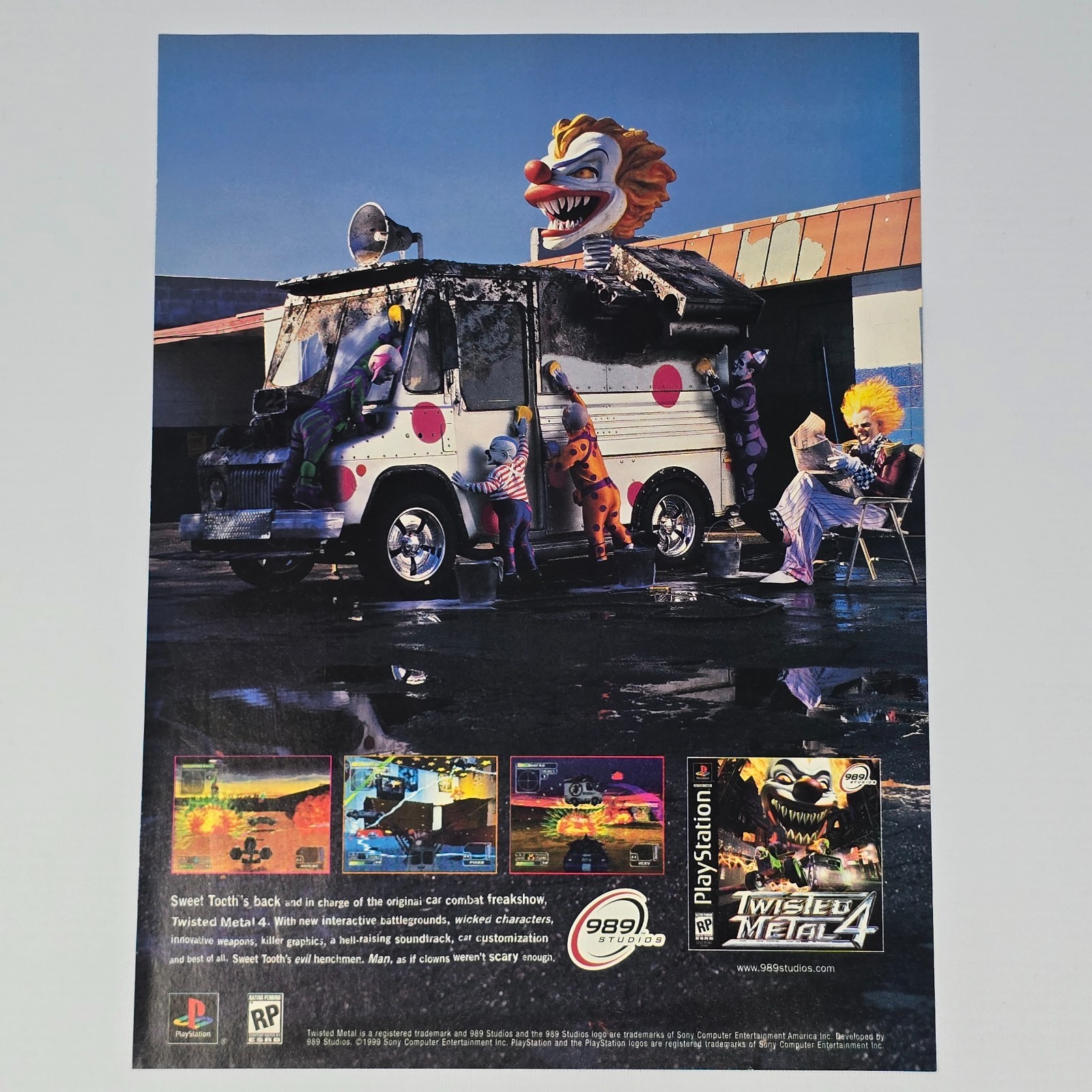 Twisted Metal 4 PlayStation 1 PS1 Sweet Tooth Print Ad/Poster Promo Art