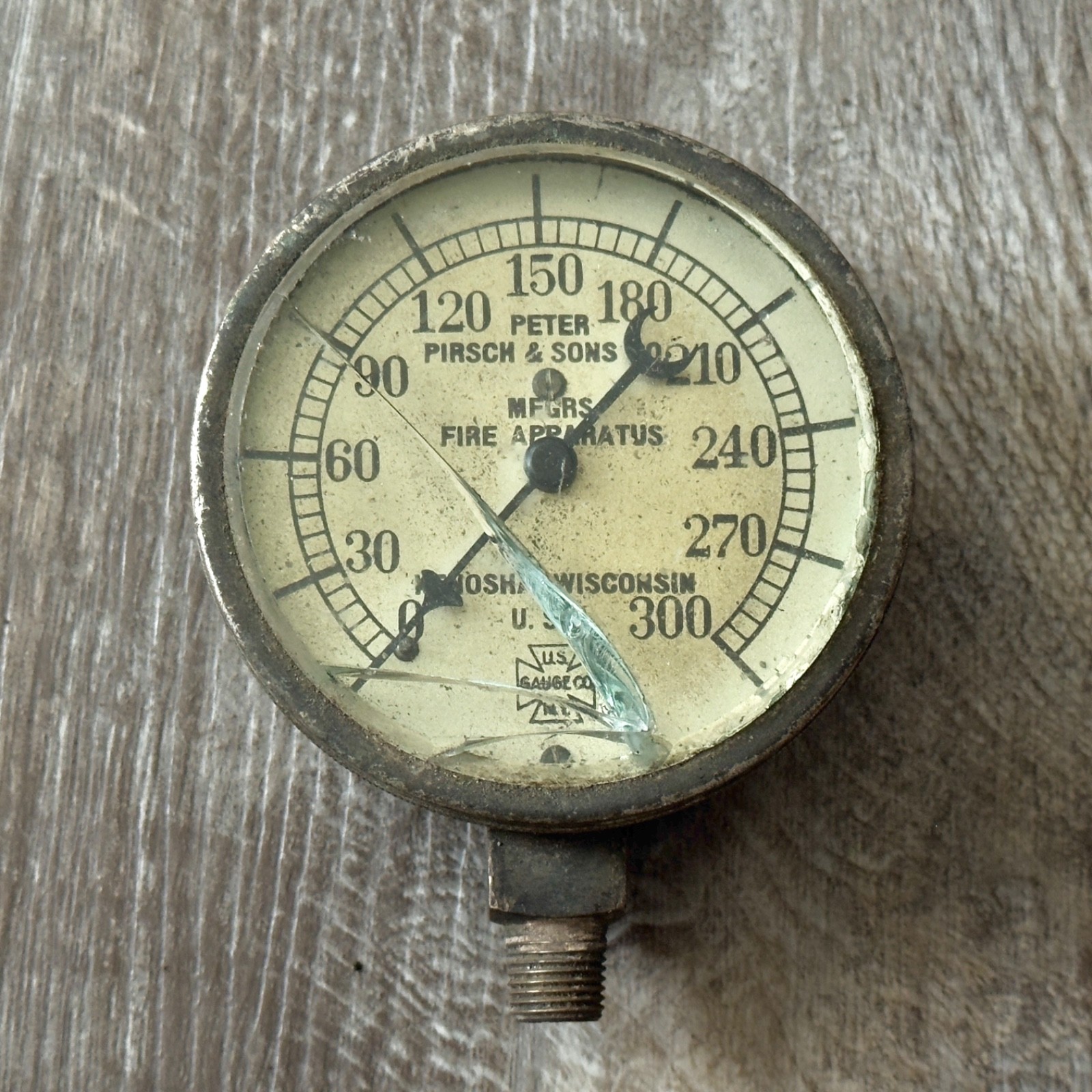 Vintage Peter Pirsch & Sons Fire Apparatus Pressure Gauge For Parts Read