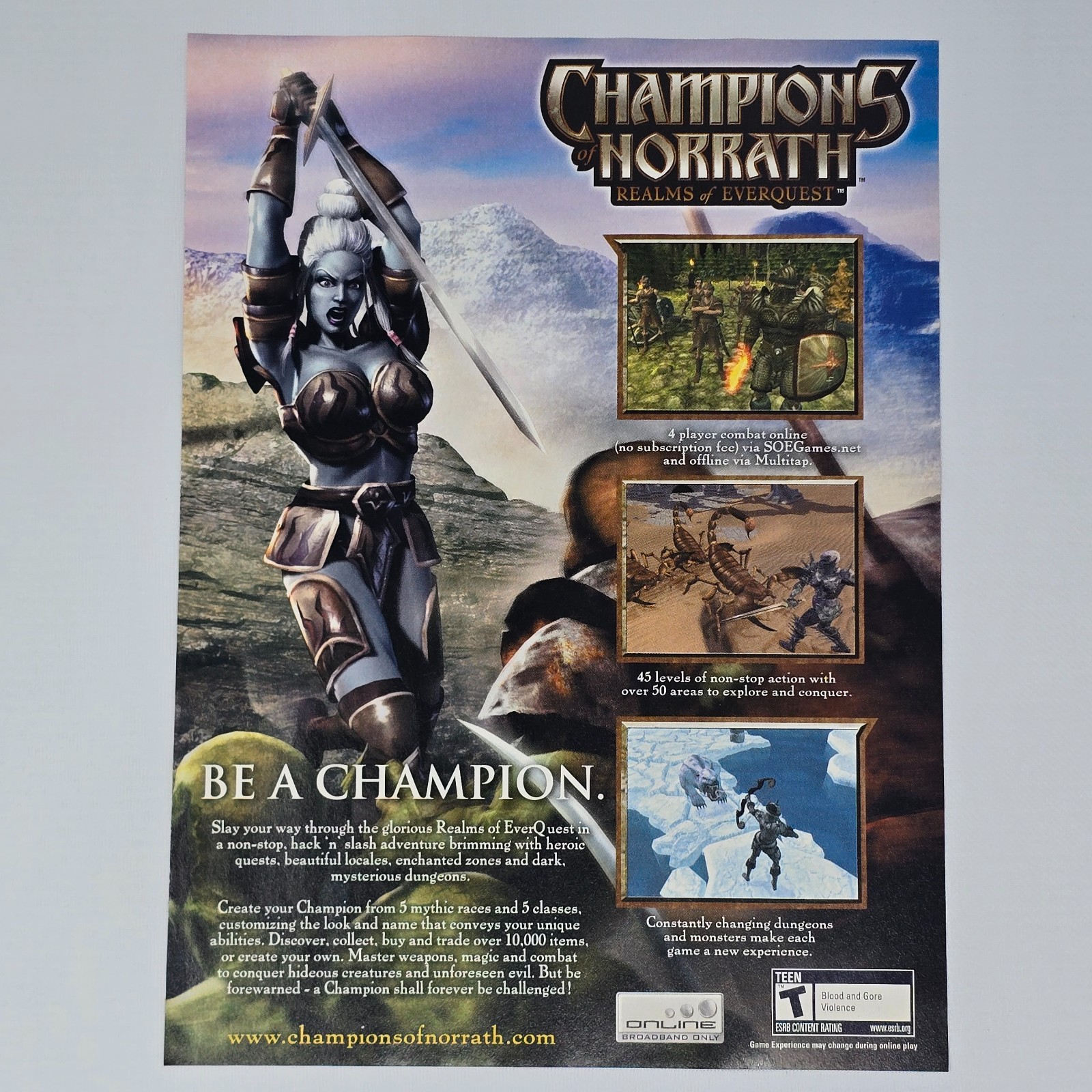 Champions Of Norrath PlayStation 2 PS2 Conquer Print Ad/Poster