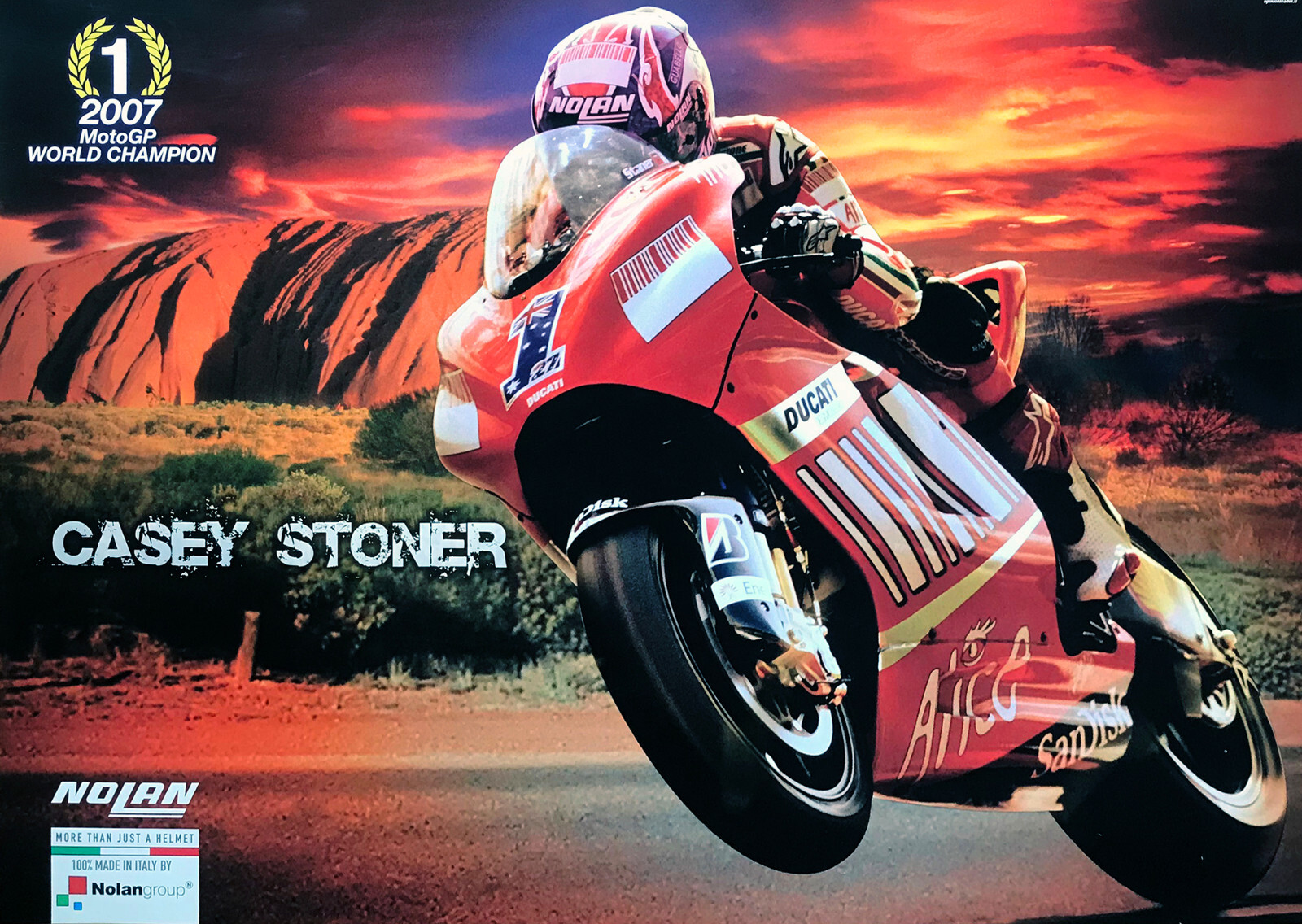 Casey Stoner Motorcycle World Champion Poster Nolan Helmet Rare Version