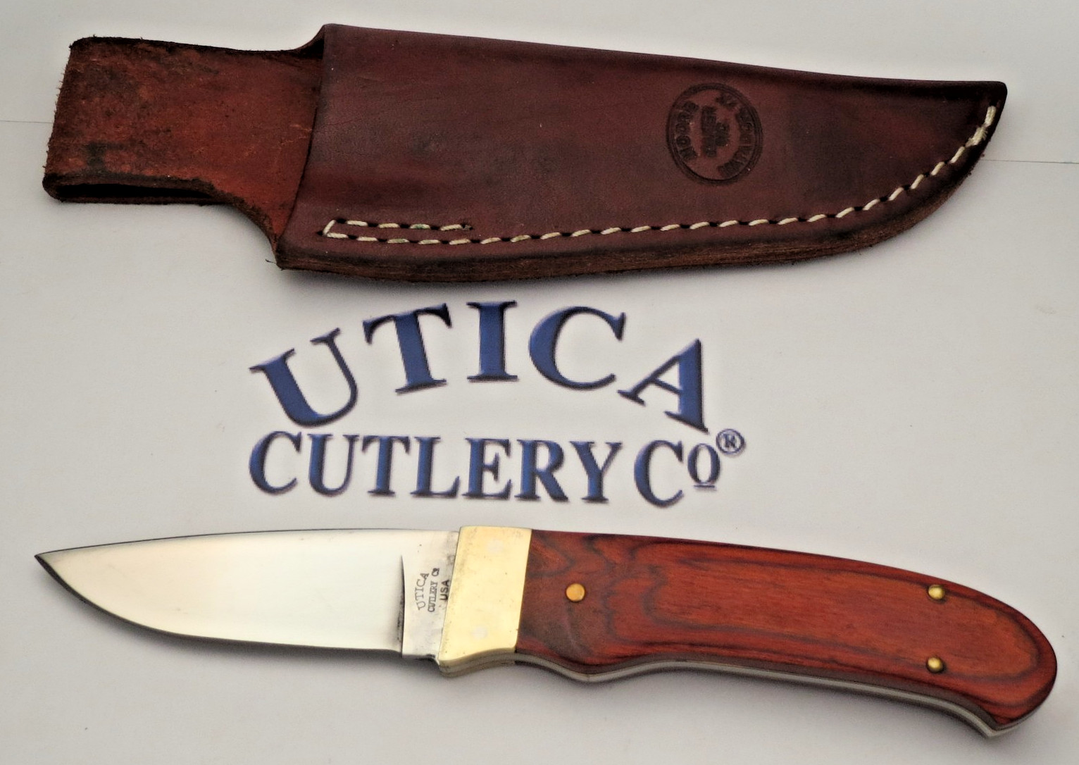 UTICA CUTLERY COMPANY - USA Made Drop-Point Fixed Blade Hunting Knife - Unused