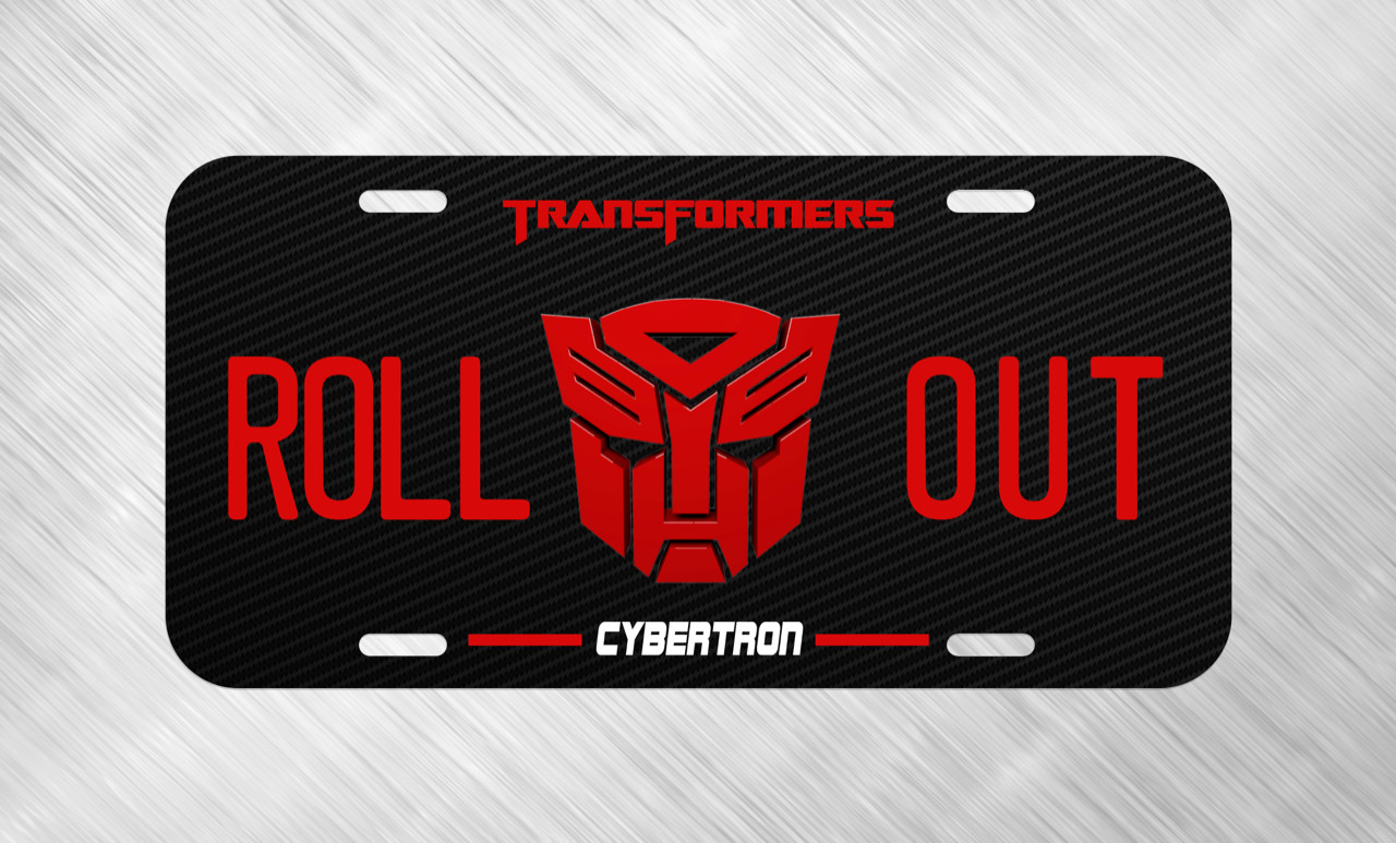 Simulated Carbon Fiber Transformers Robot License Plate Auto Car Tag  