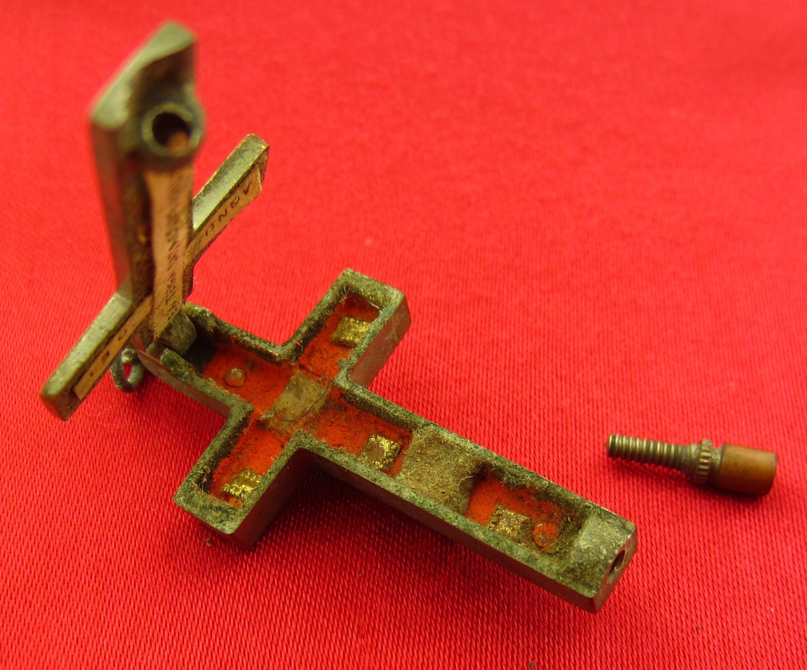 Vintage RELIC Crucifix CATACOMB AGNUS DEI Catholic Inlaid Wood Cross 2 RELICS