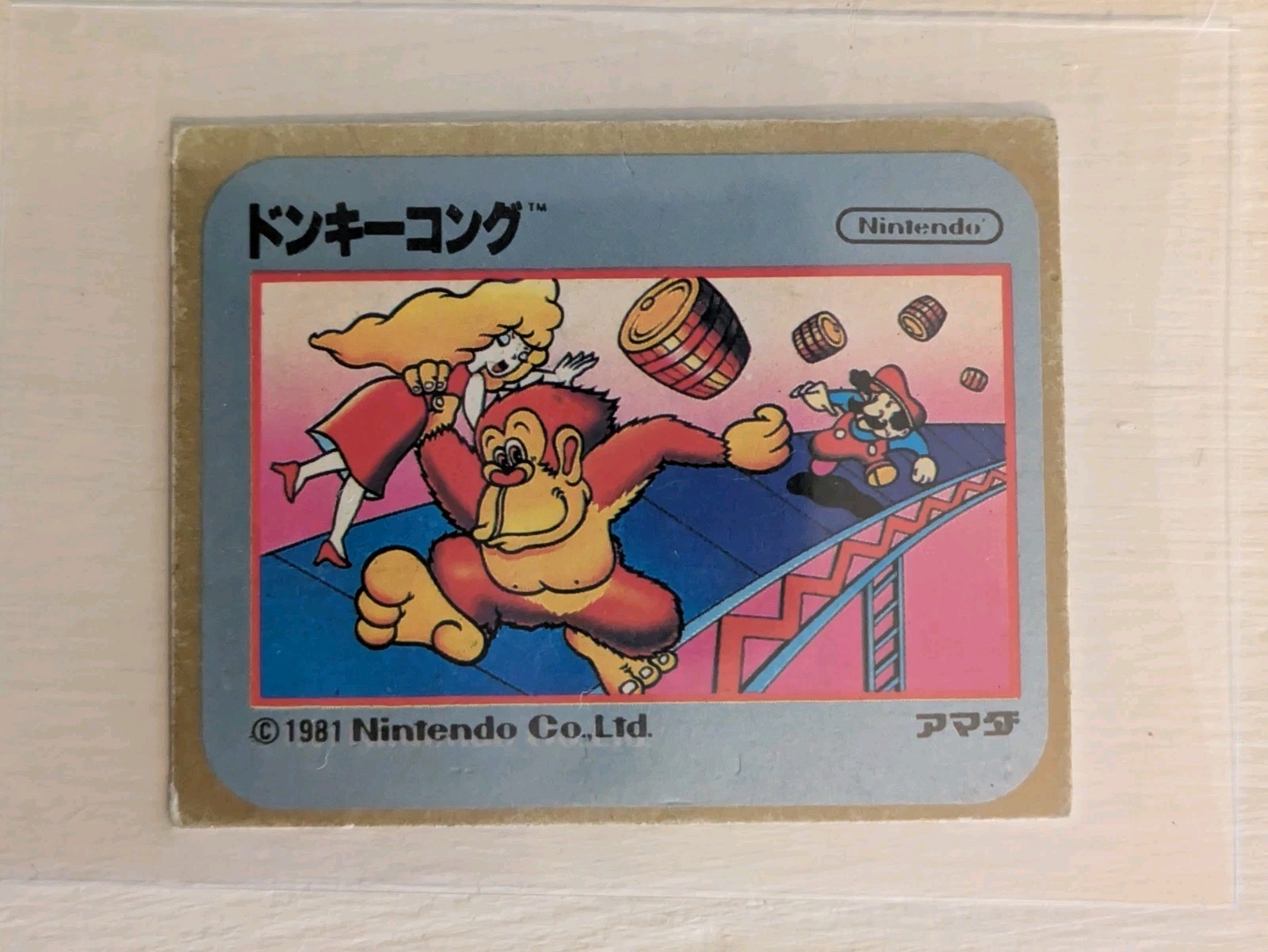 vtg Famicom Amada Donkey Kong Mini Card - Mario Rookie - 1981 Menko Companion