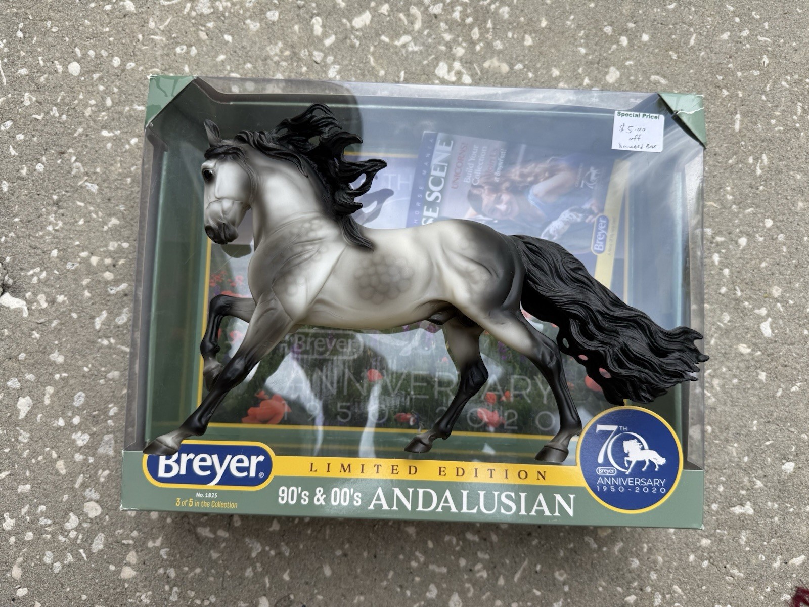 Retired Breyer Horse #1825 70th Anniversary Dapple Grey Andalusian Stallion Box