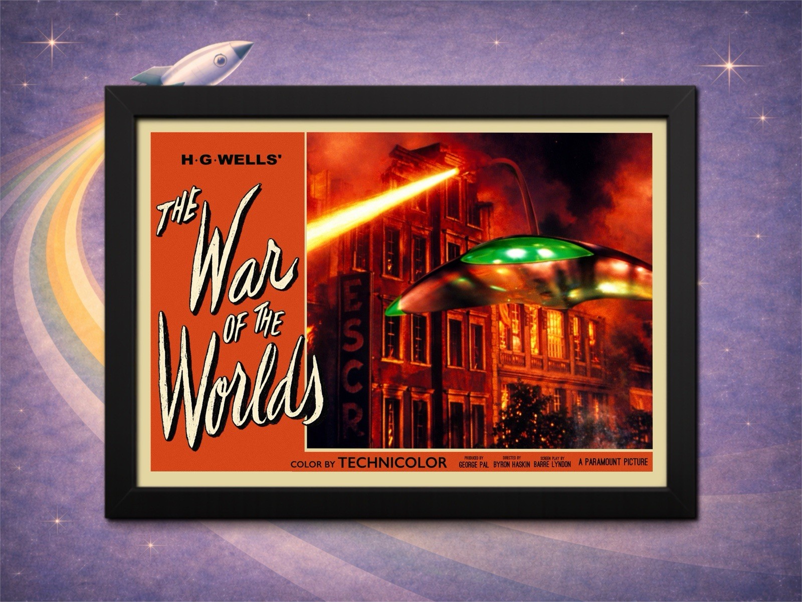 Framed War of the Worlds 1953 Lobby Card Style Print Martian Heat Ray