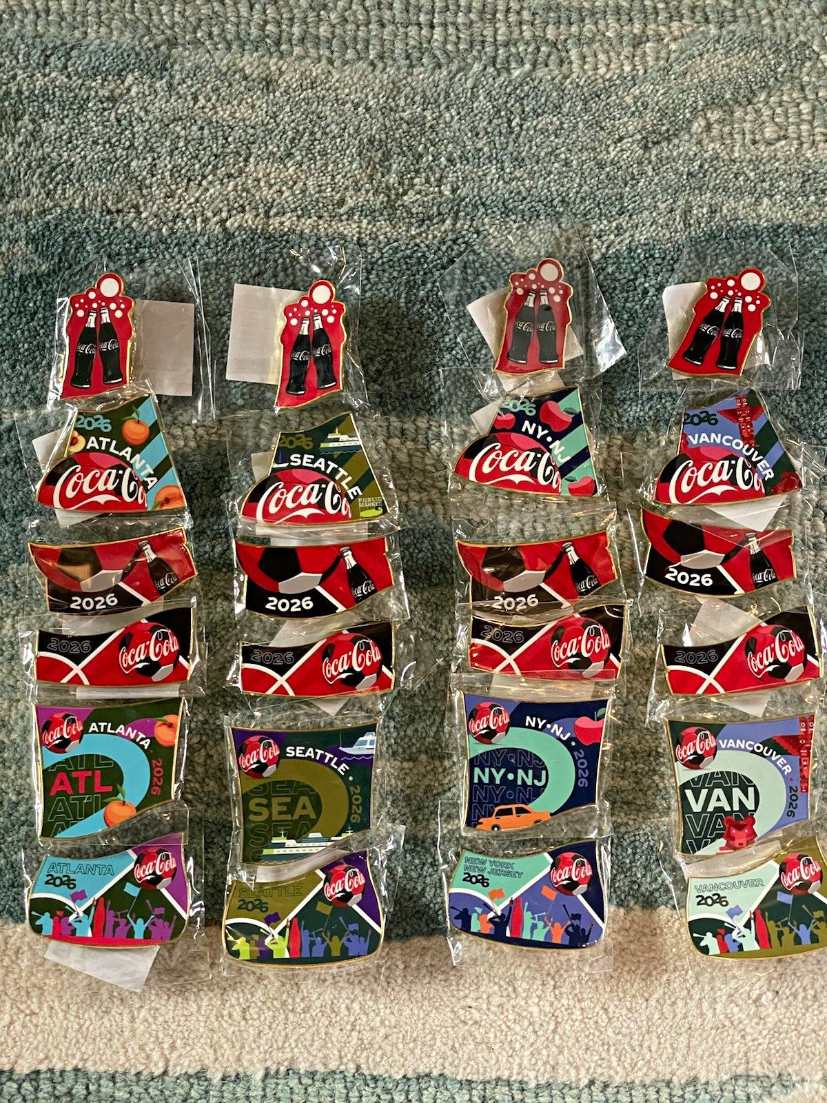 Coca-Cola World Cup 26 Host City 6 Pin Sets Lot Atlanta Seattle NY/NJ Vancouver