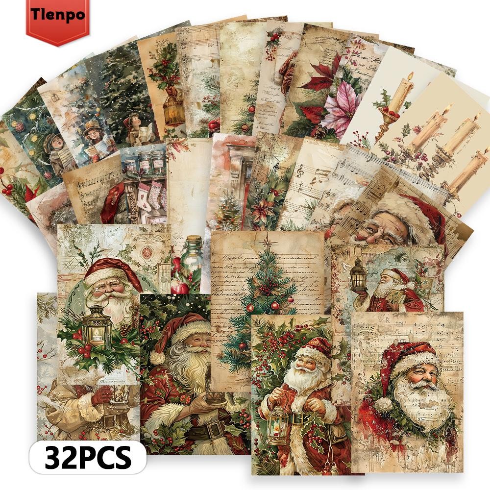 32pcs Vintage Christmas Postcards – Collectible Gift, Mail-ready for Any Occasio