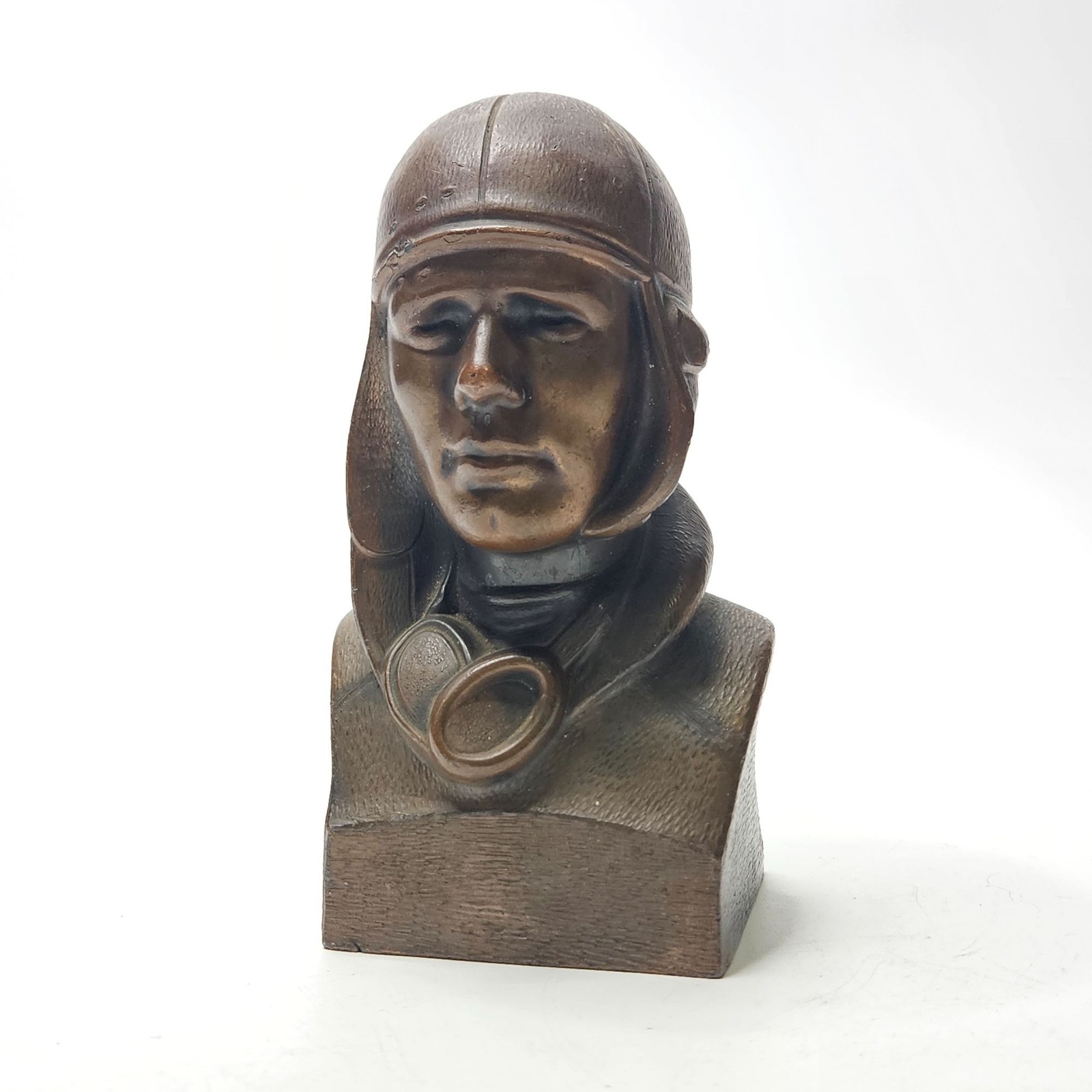Vintage 1929 B. Arnold Bronze Charles Lindbergh Bust Bank American Aviator 1930