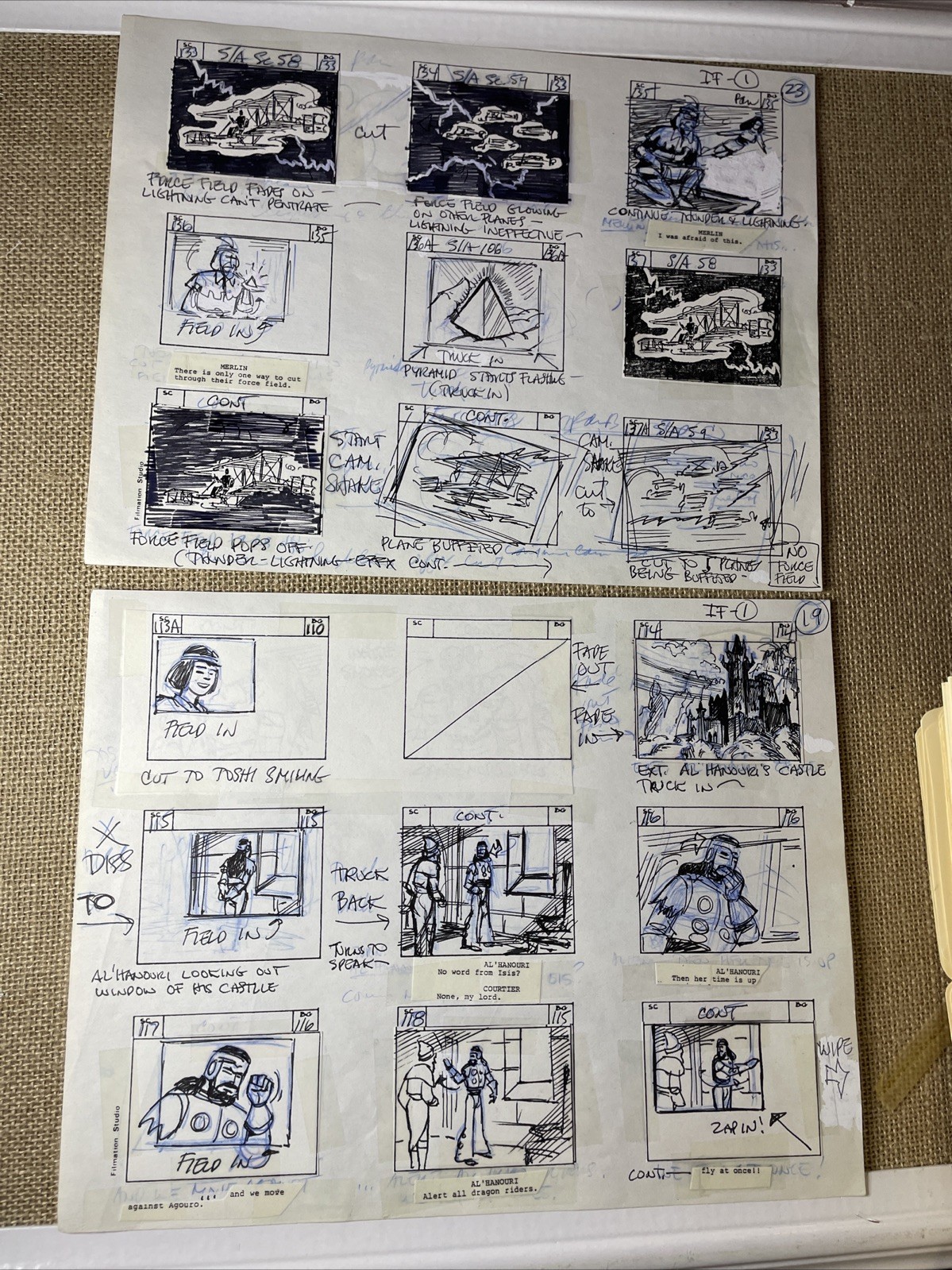 FREEDOM FORCE ANIMATION CEL ART FILMATION 70’s STORYBOARD Vtg Cartoons art I5
