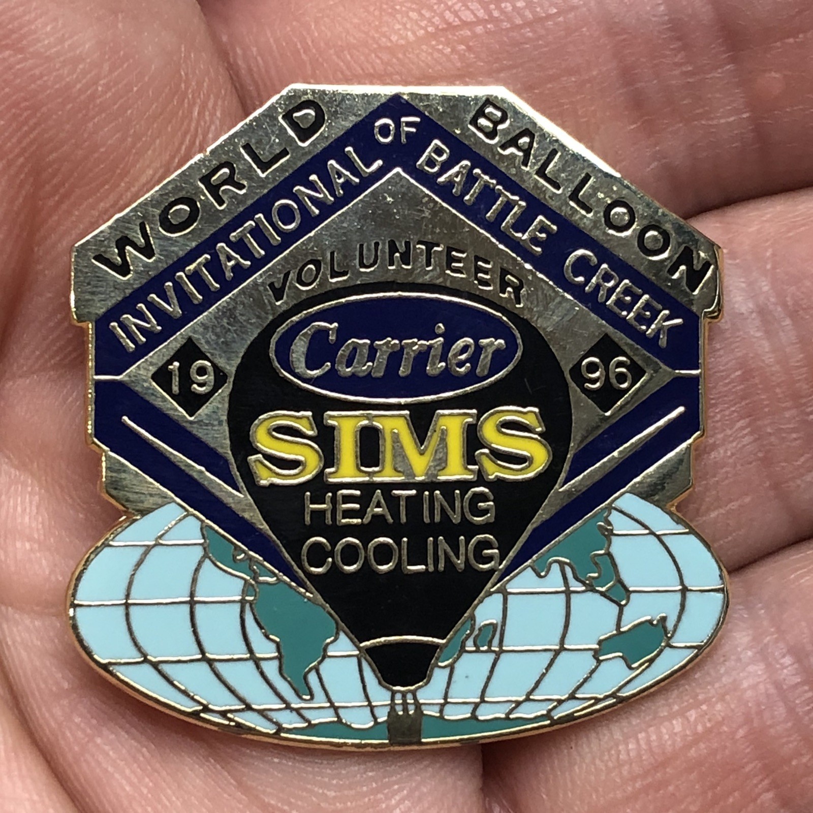 1996 Carrier Sims Heating Pin World Hot Air Balloon Invitational Battle Creek MI