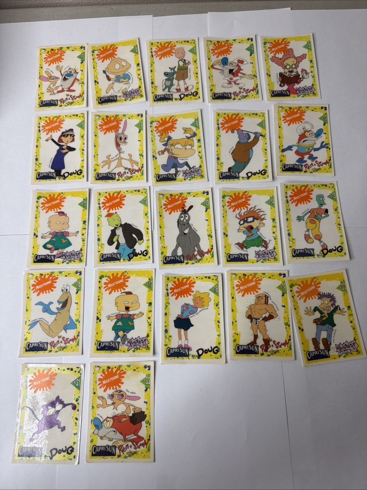 Vtg Nicktoons  MTV Nickelodeon Tv Cartoon Show Card Set 22 Cards Capri Sun 1992