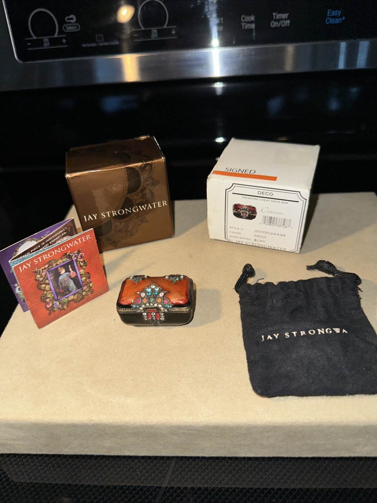 Rare ARTIST SIGNED Jay Strongwater Trinket Box~Enamel & Swarovski Crystals~ MINT