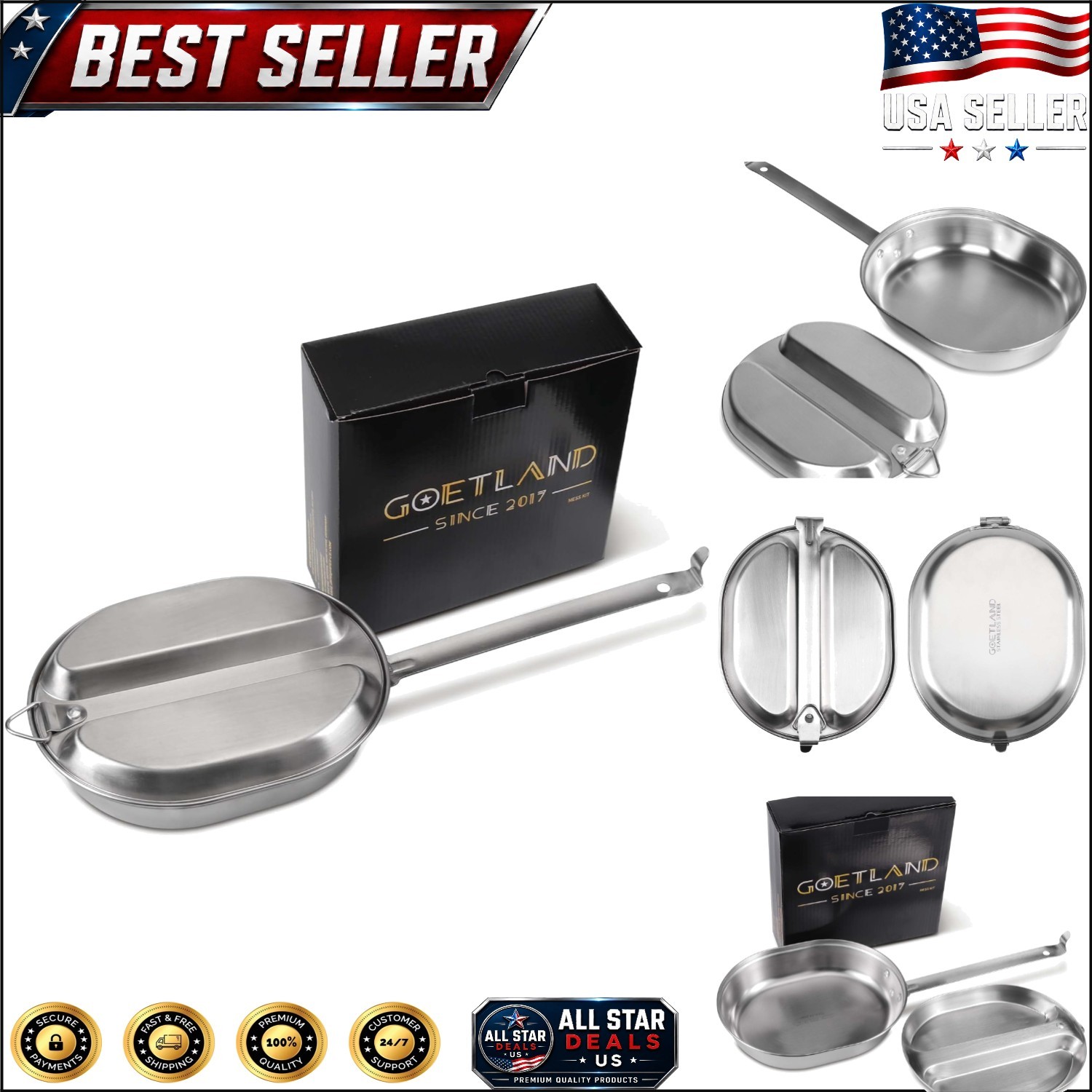 304 Stainless Steel Military Mess Kit - Ultimate Outdoor Cooking Set | 5 Pieces